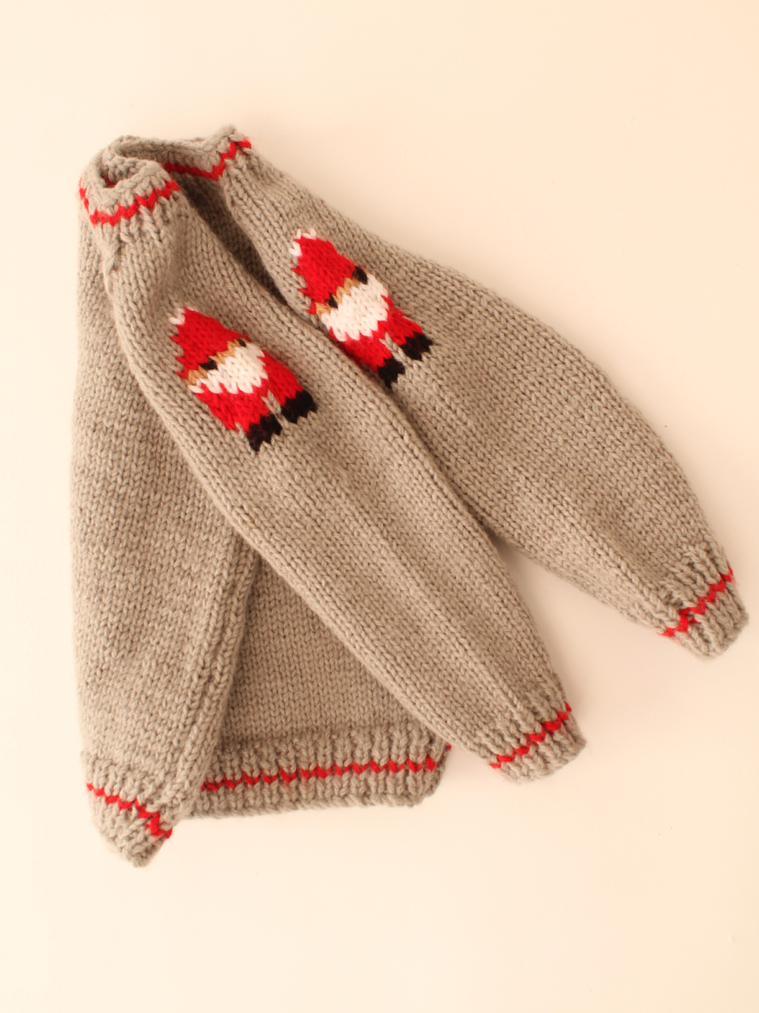 Woonie Handknitted Santa Design Christmas Pullover-Grey