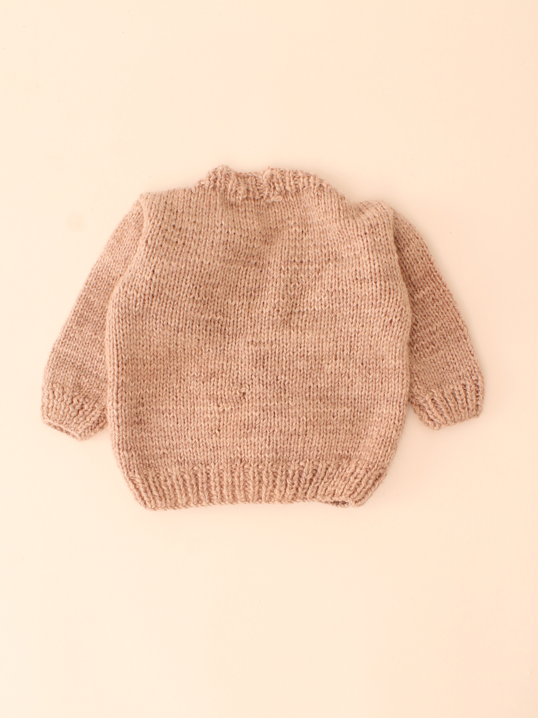 Woonie Handknitted Pumpkin Applique Cardigan-Beige