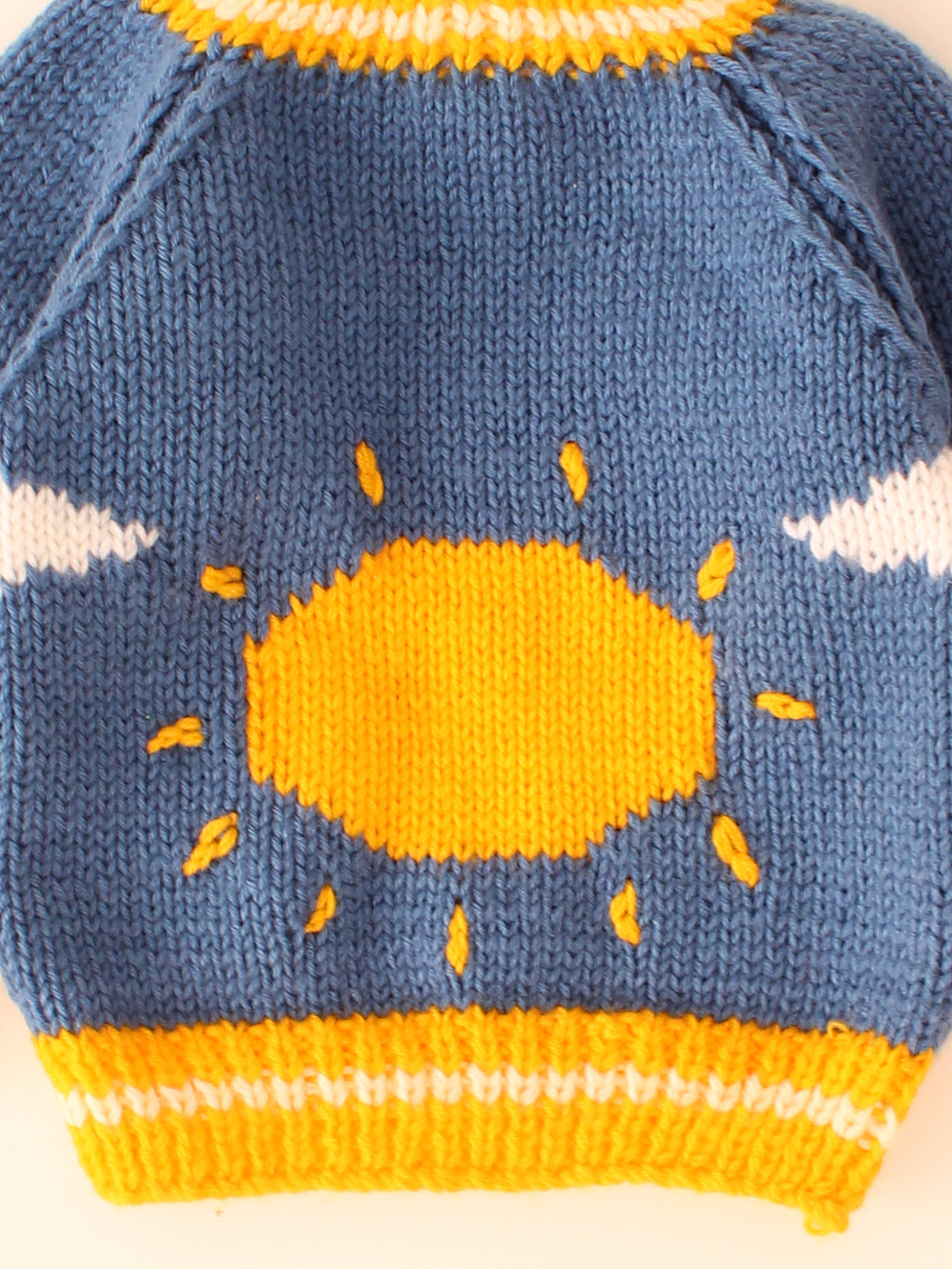 Woonie Handknitted Sun and Clouds Pullover-Blue