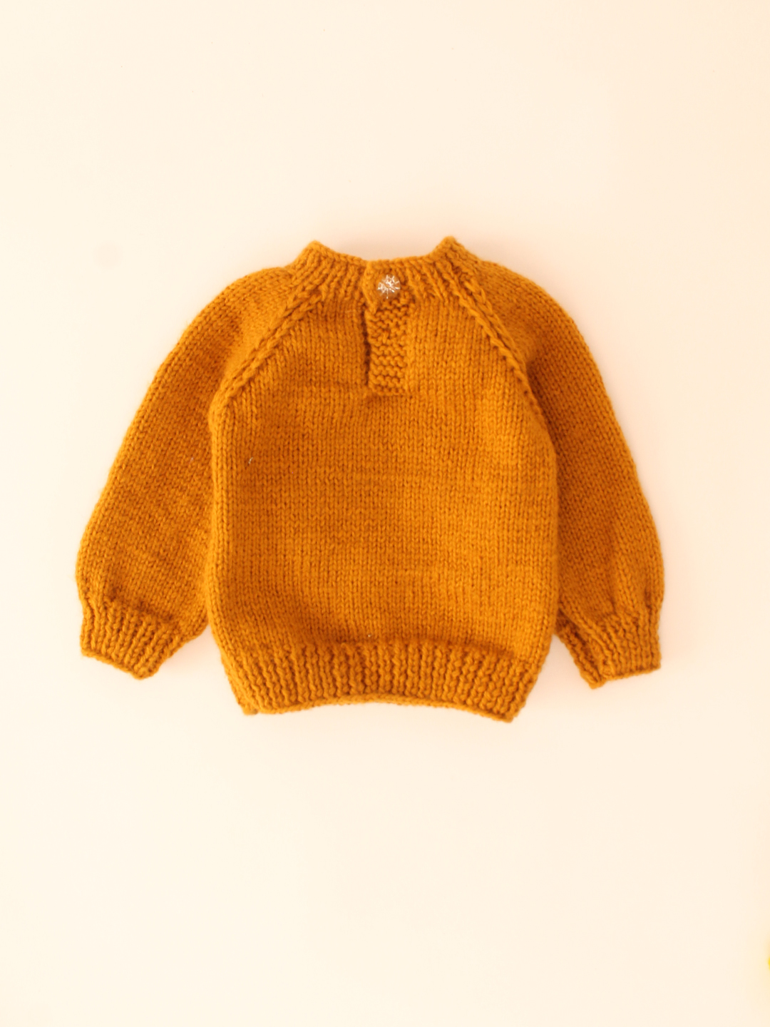 Woonie Handknitted Bunch of Flowers Sweater - Mustard