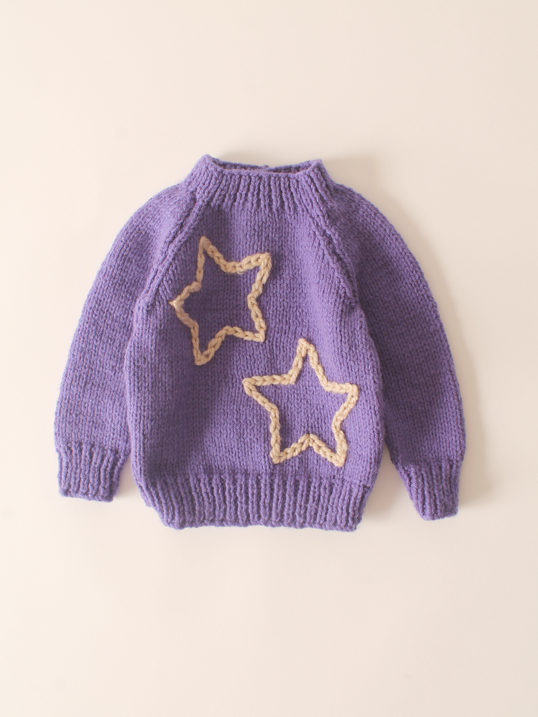 Woonie Handknitted Star Embroidered Pullover-Purple