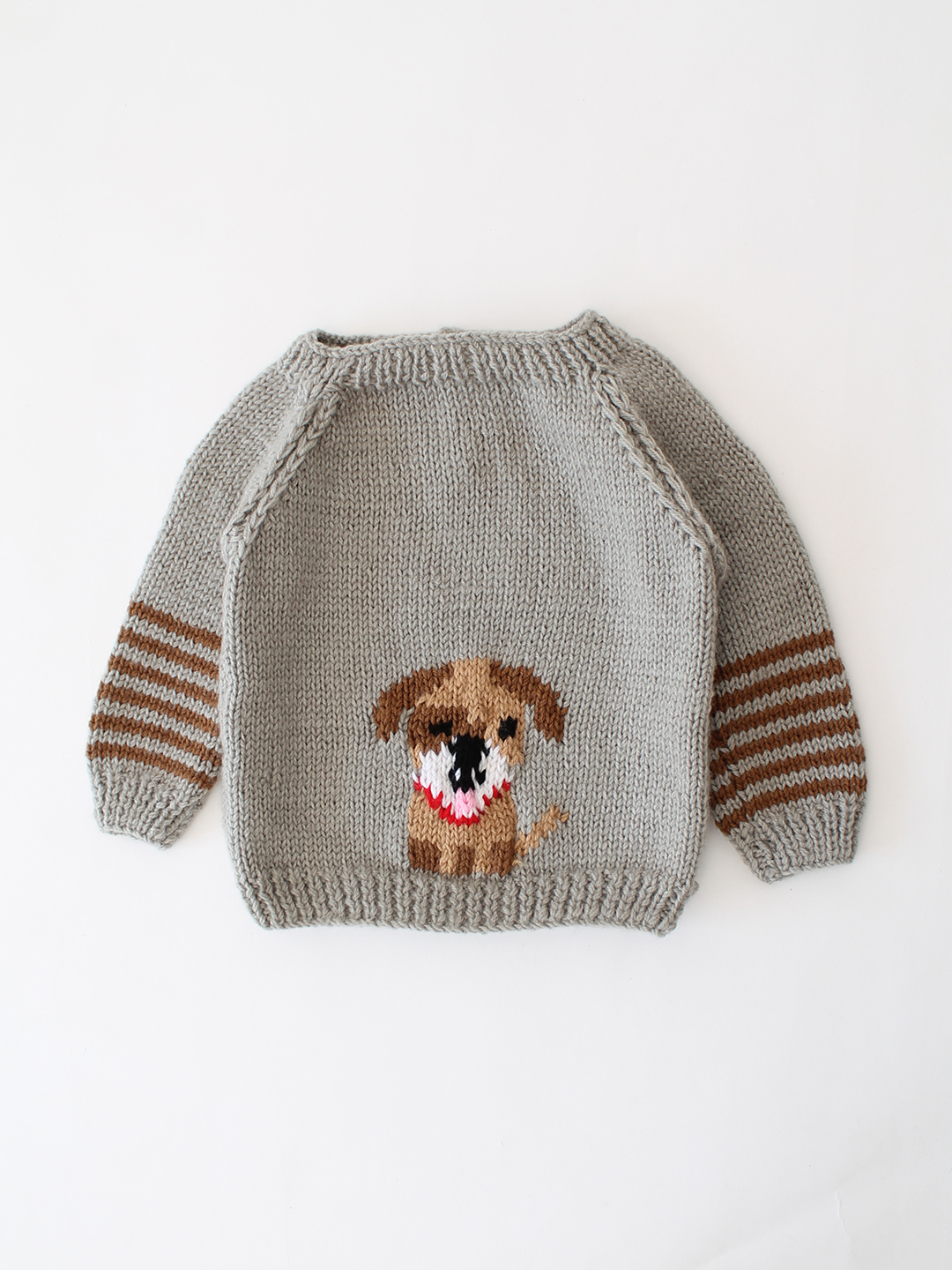 Woonie Handknitted Dog Design Pullover - Grey