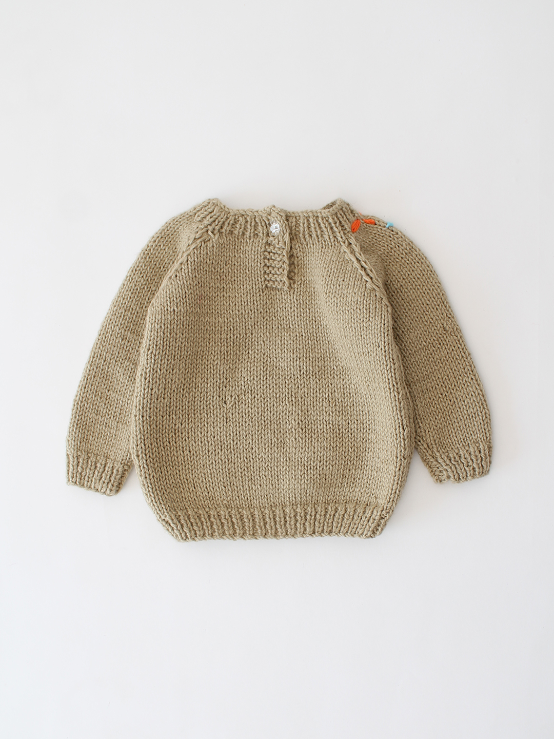 Woonie Handknitted Floral Embroidered Sweater - Beige
