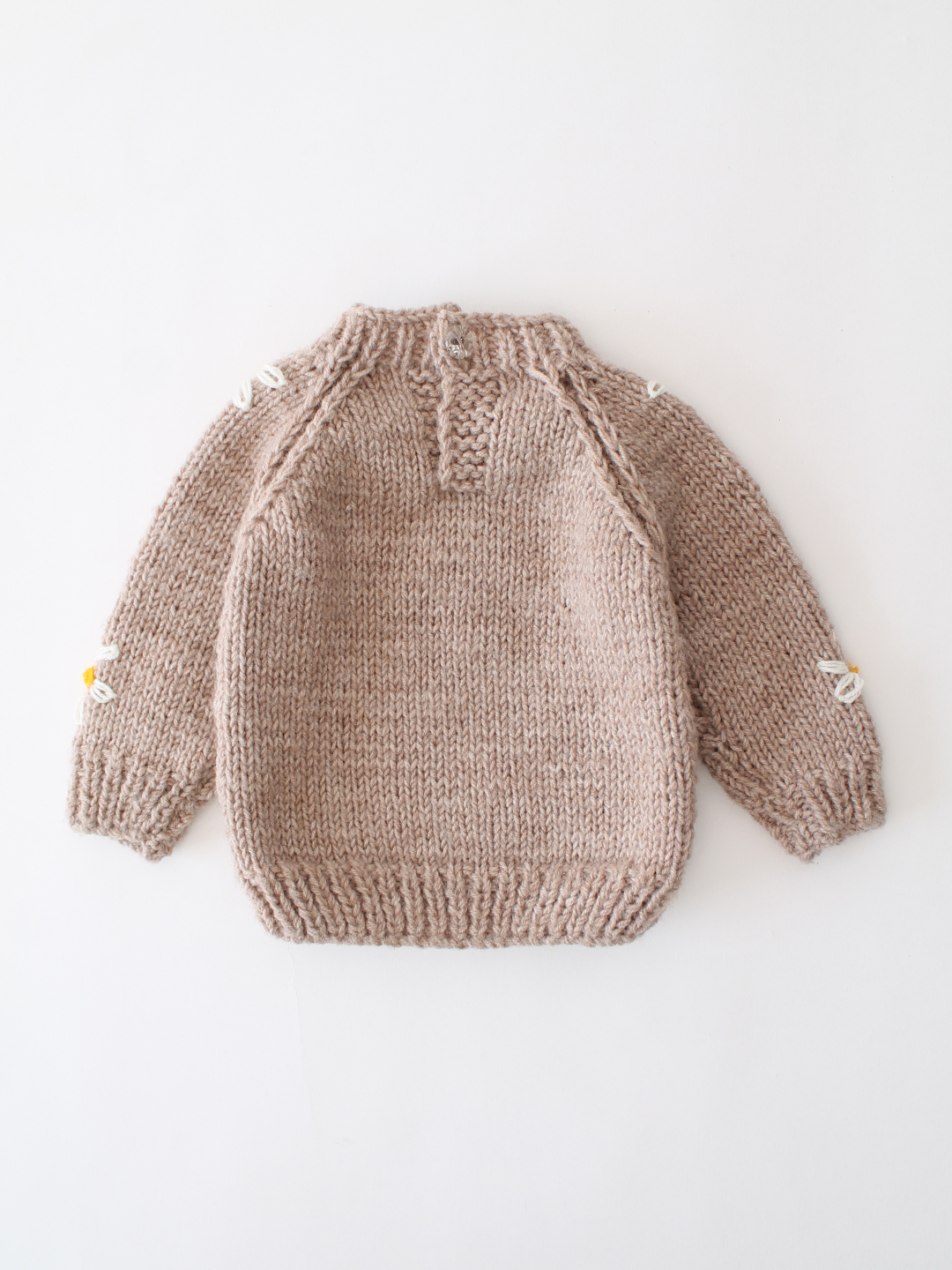 Woonie Handknitted Daisy Embroidered Sweater - Beige