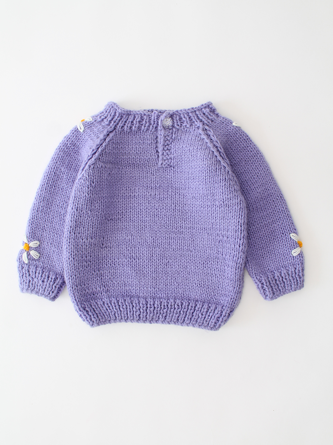 Woonie Handknitted Daisy Embroidered Sweater - Lavender