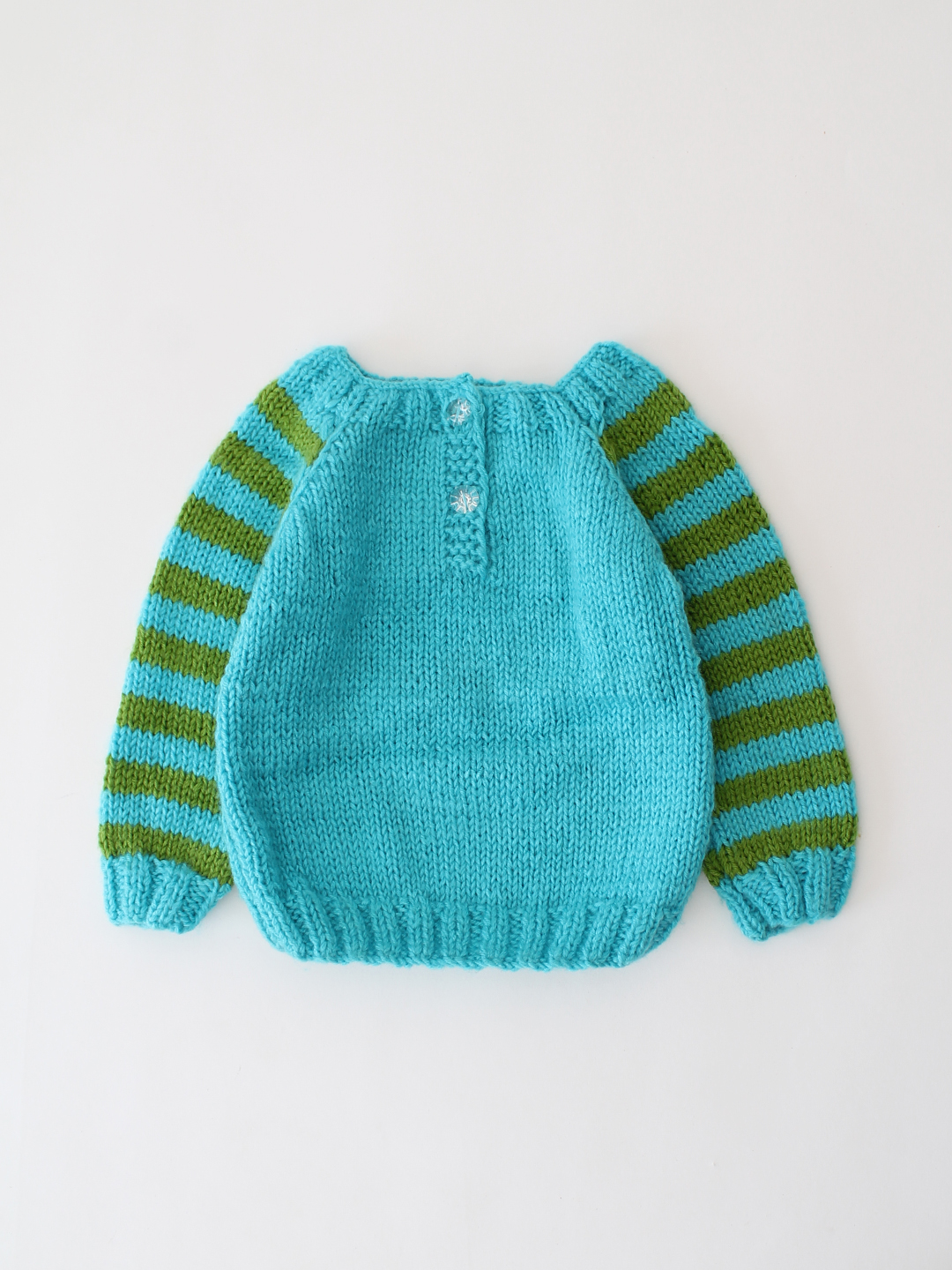 Woonie Handknitted Intarsia Cat Sweater - Blue