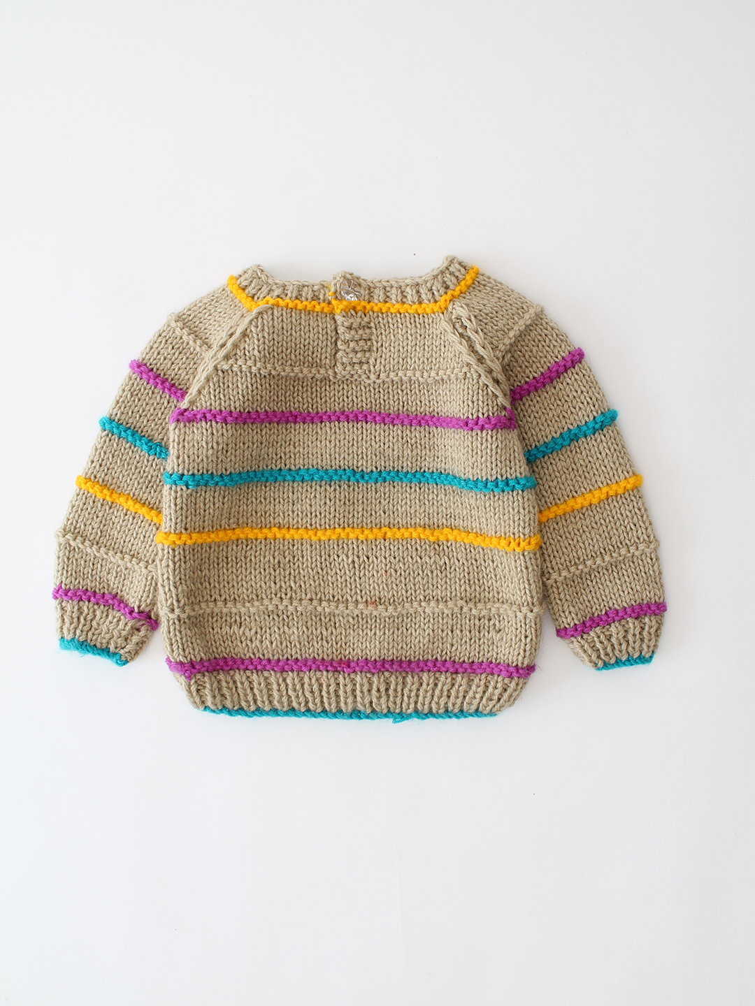 Woonie Handknitted Striped Sweater - Beige