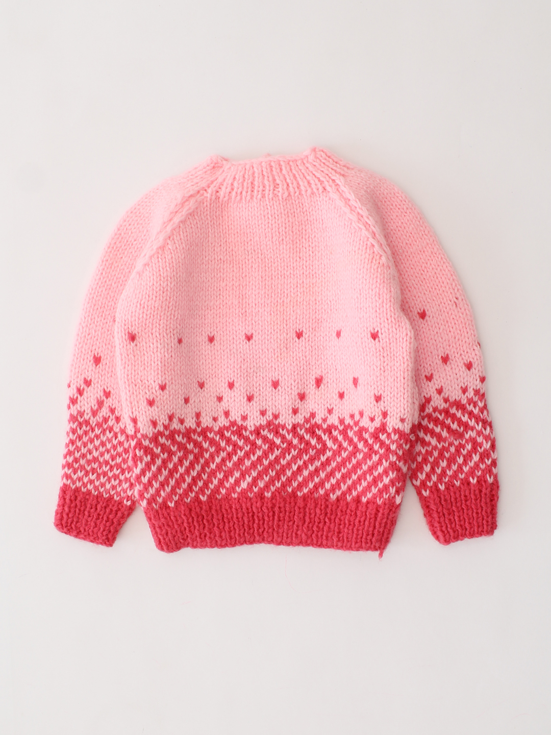 Woonie Handknitted Self Design Sweater - Pink