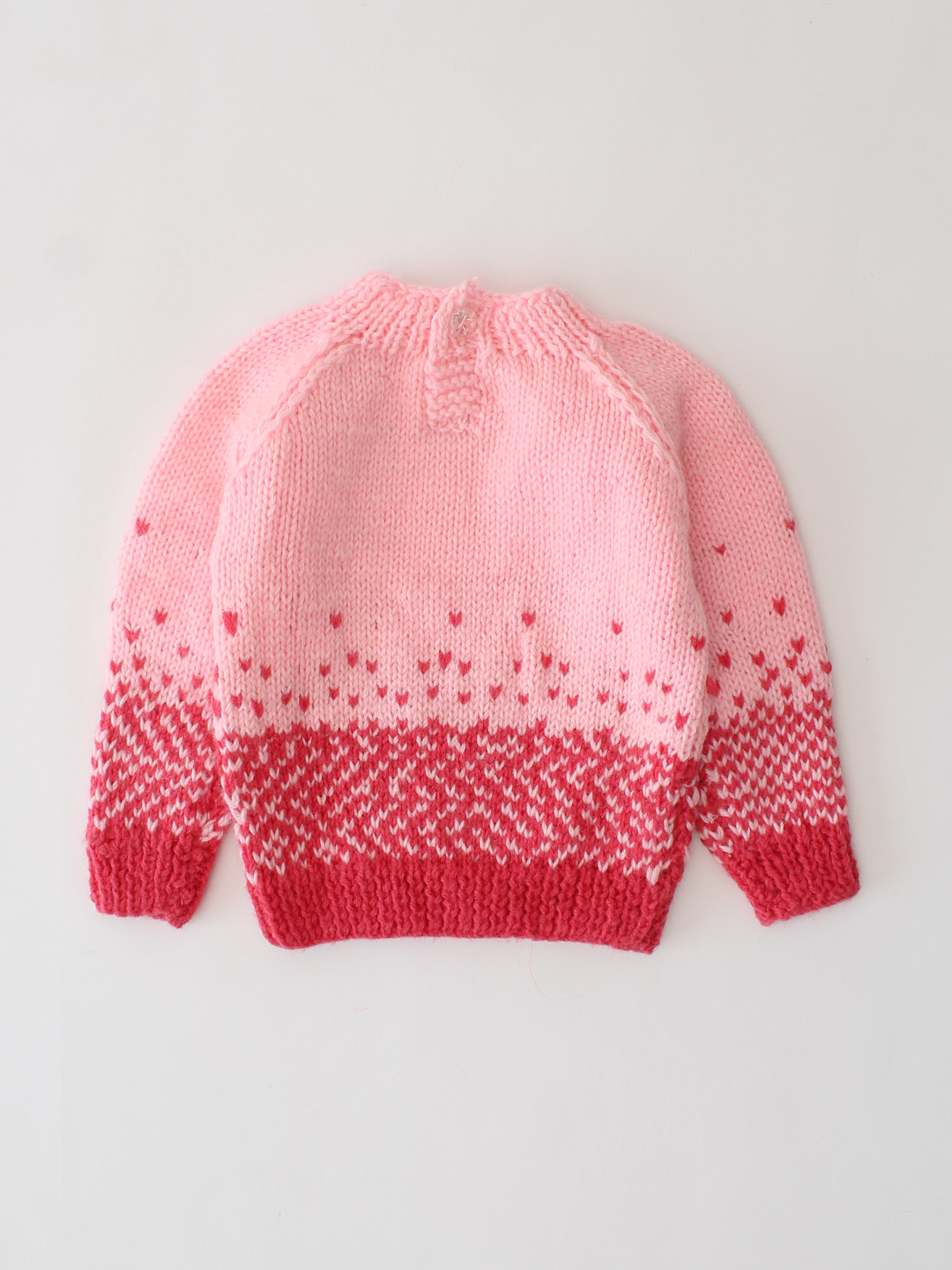 Woonie Handknitted Self Design Sweater - Pink