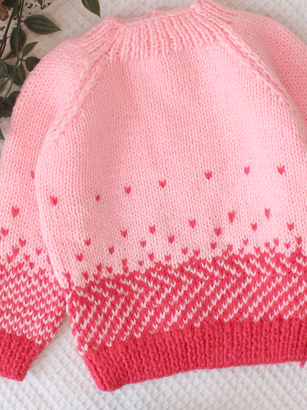 Woonie Handknitted Self Design Sweater - Pink