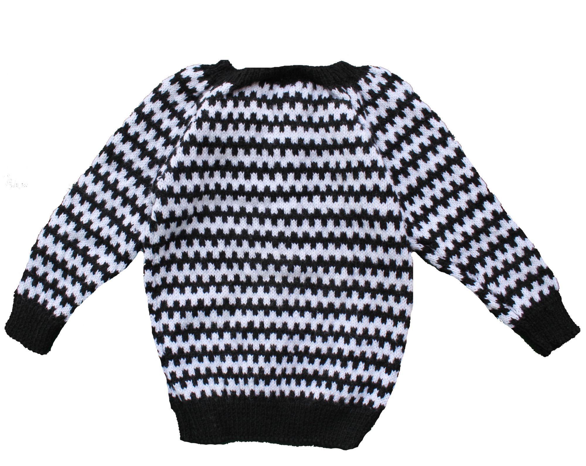Woonie Handmade Black and White Striped Sweater for Kids