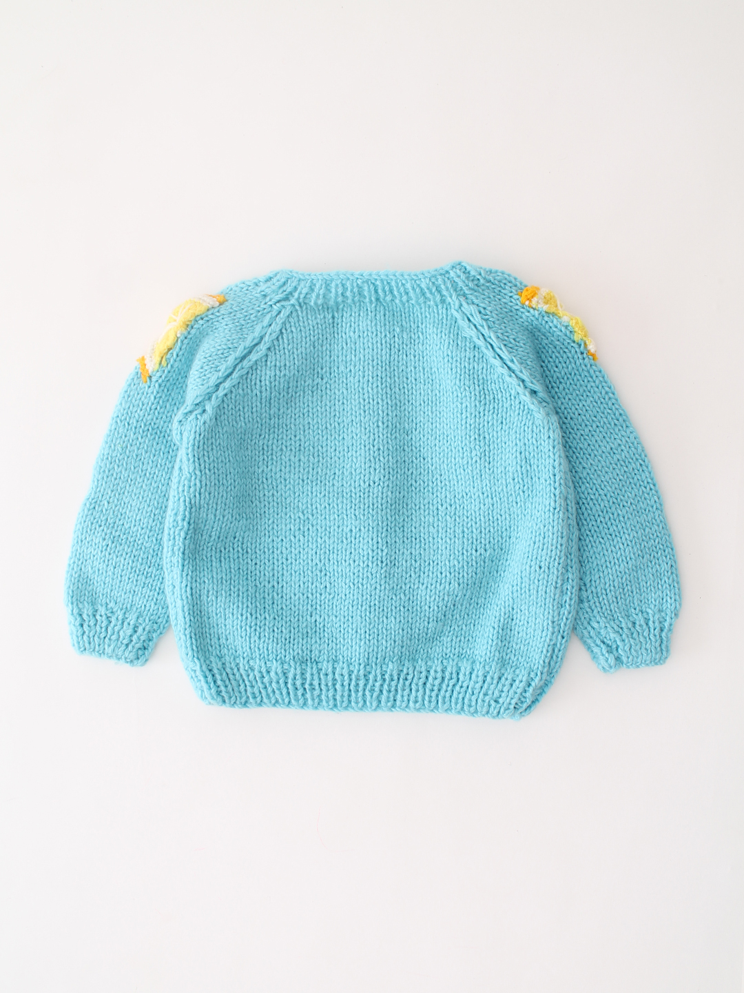Woonie Handknitted Fruity Applique Cardigan - Blue