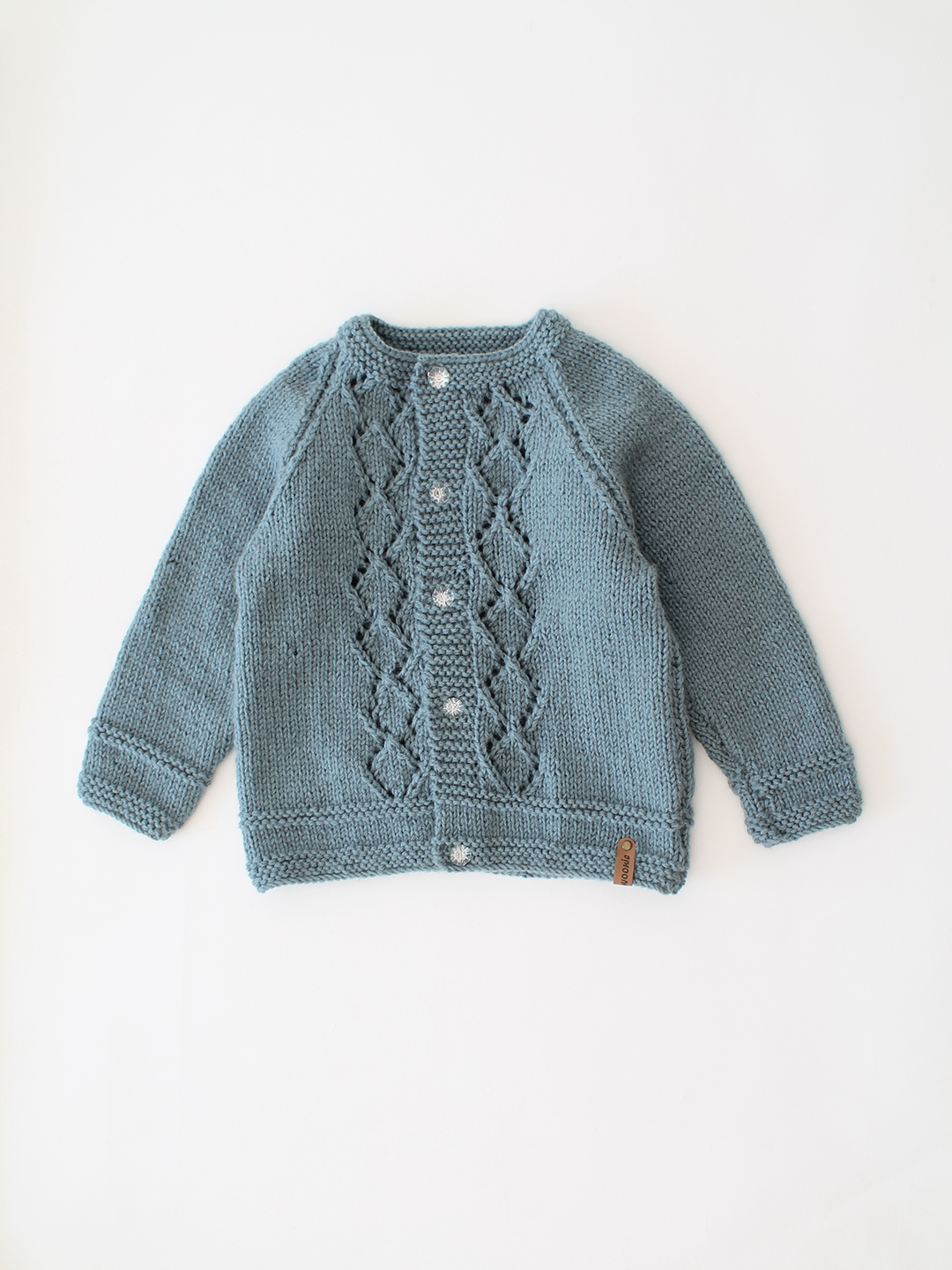 Woonie Handknitted Self Design Cardigan - Grey
