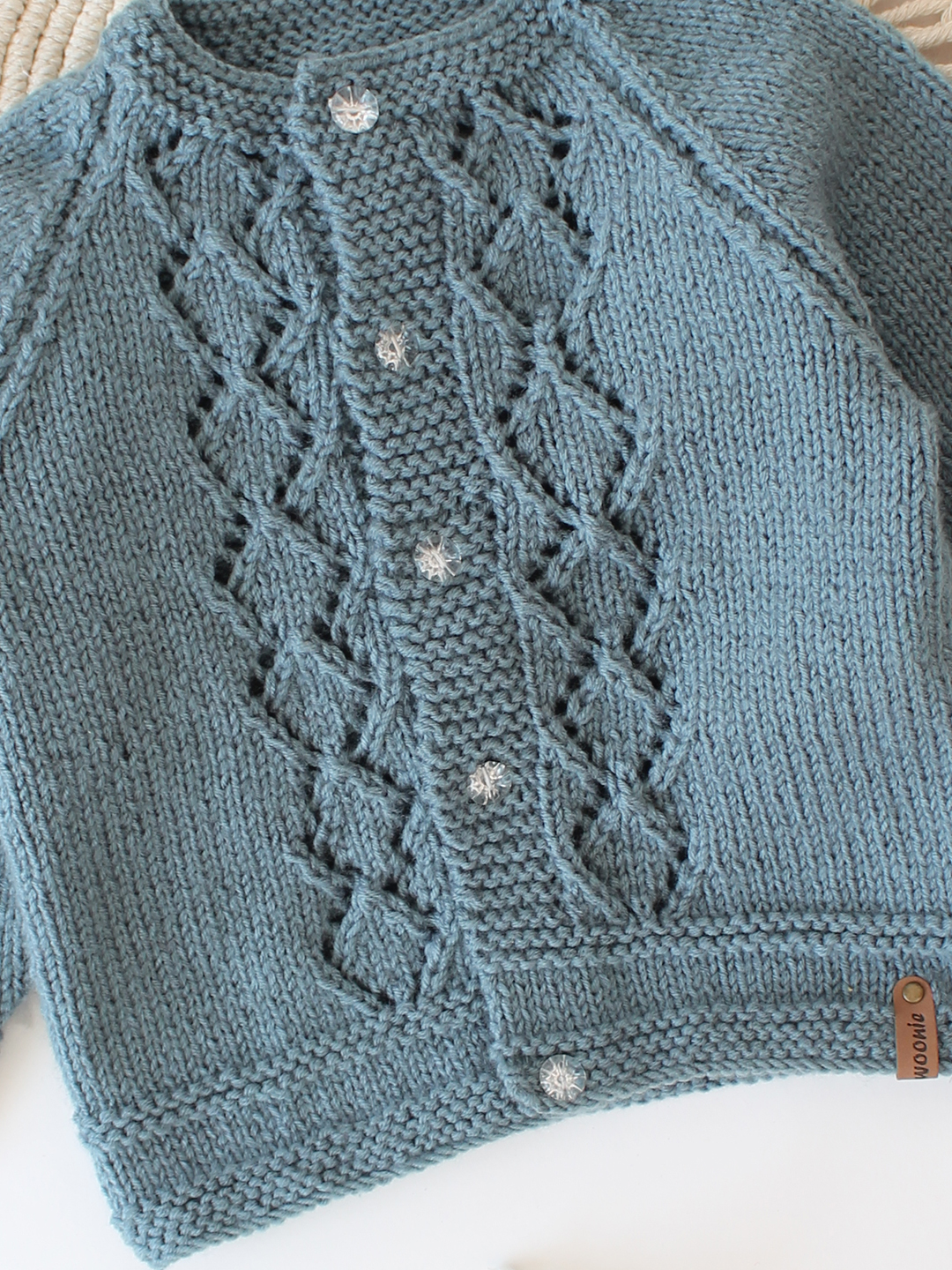 Woonie Handknitted Self Design Cardigan - Grey
