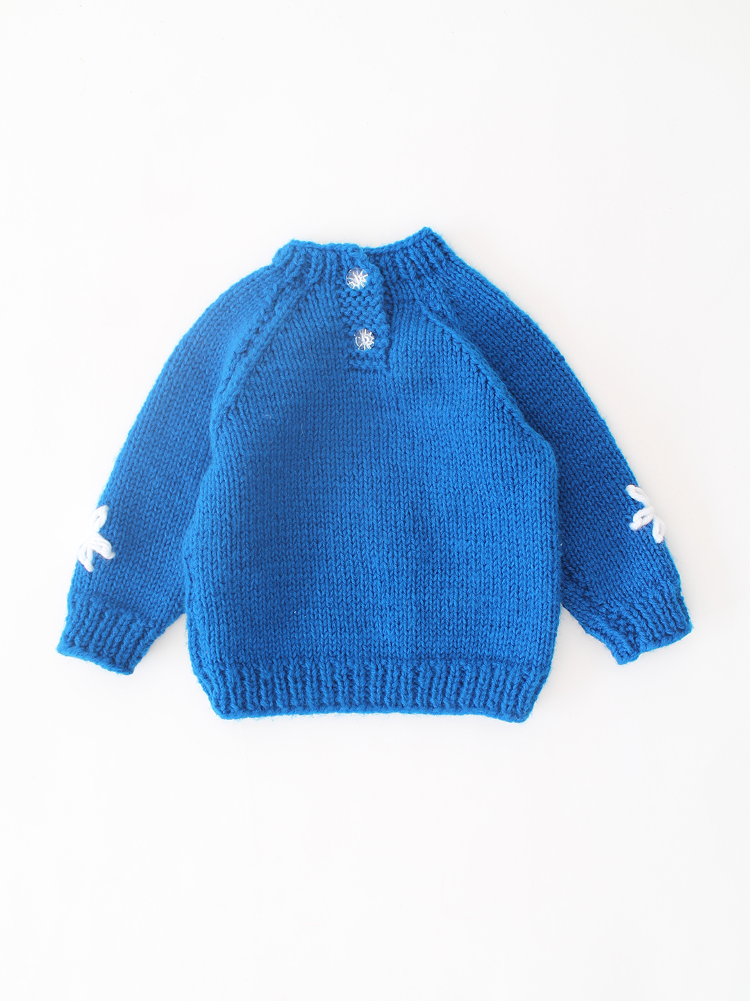Woonie Handknitted Embroidered One Text Sweater - Blue