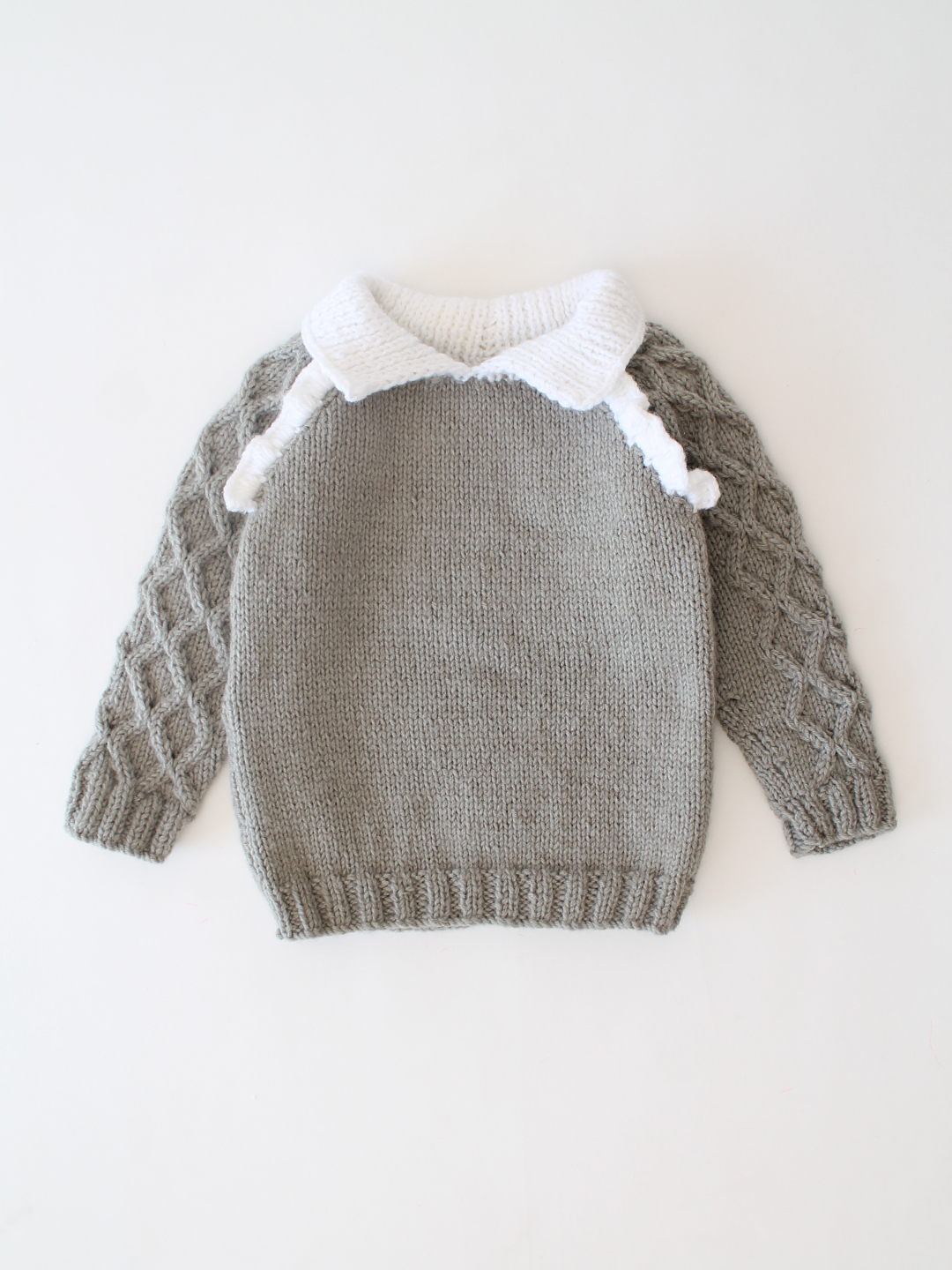 Woonie Handknitted Frill Detailed Sweater - Grey