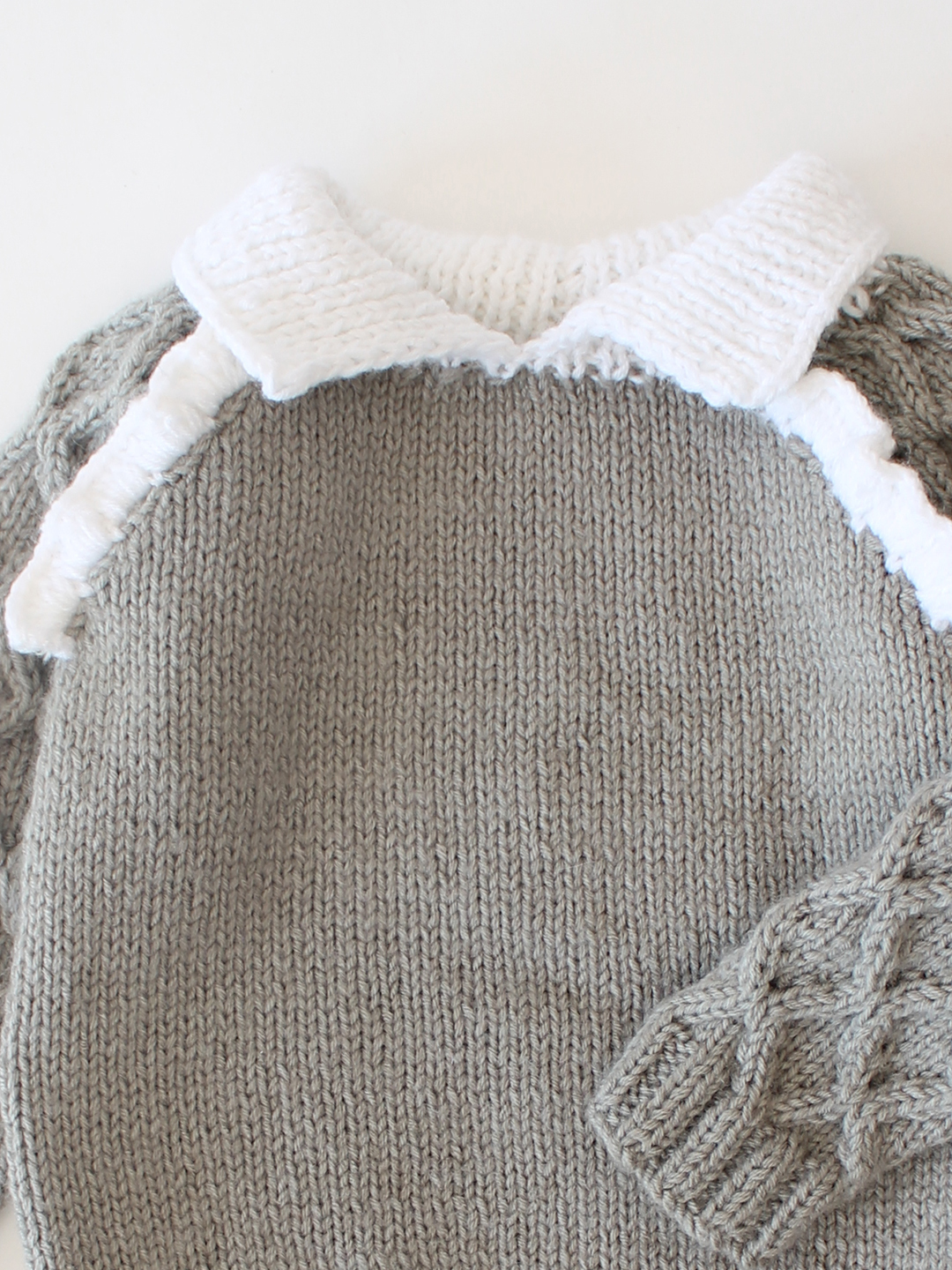 Woonie Handknitted Frill Detailed Sweater - Grey