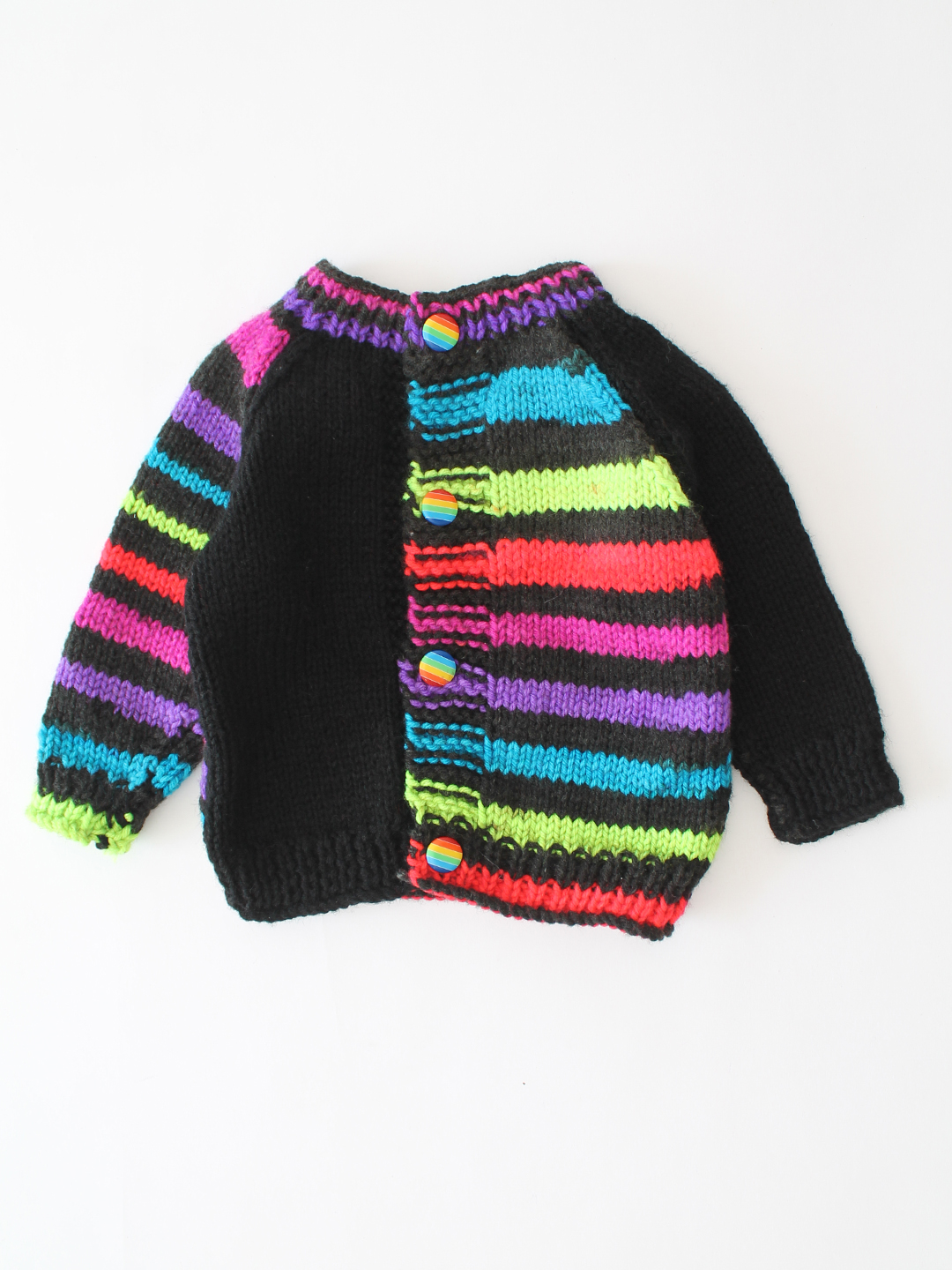 Woonie Handknitted Striped Sweater - Black