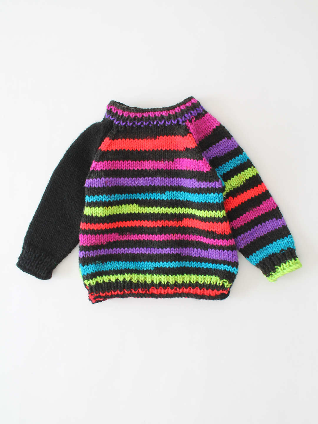 Woonie Handknitted Striped Sweater - Black