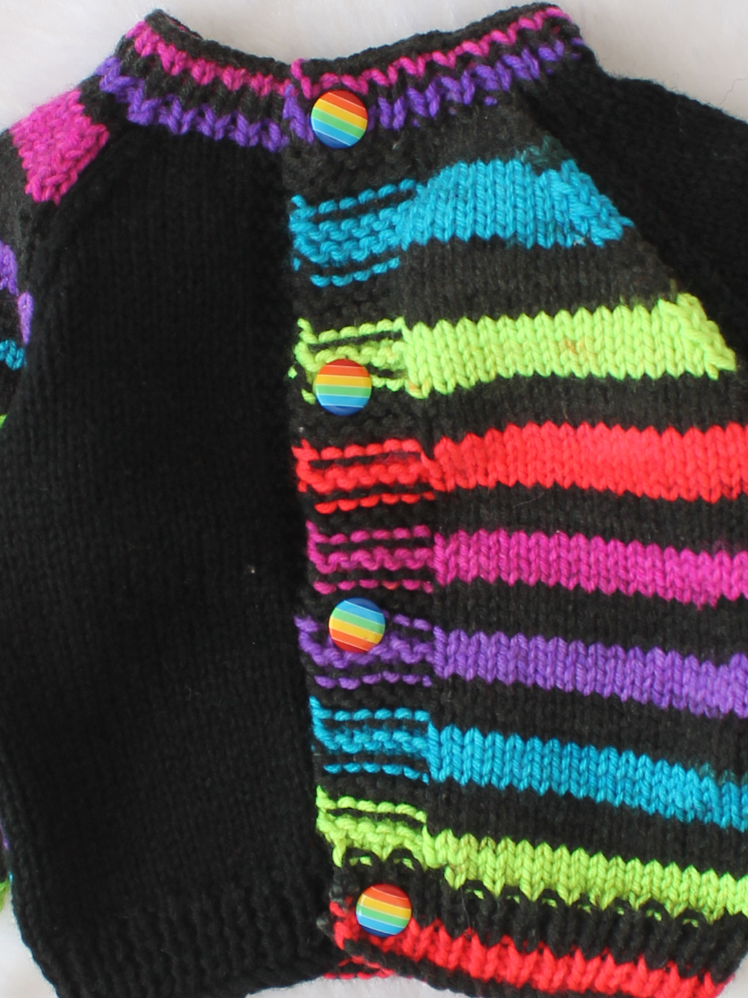 Woonie Handknitted Striped Sweater - Black