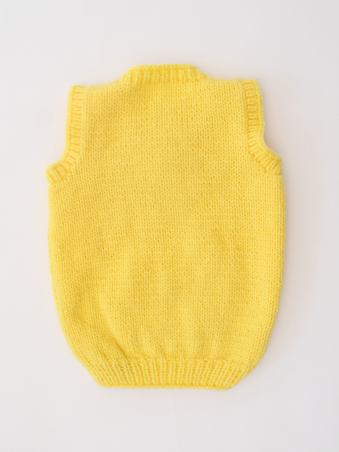 Woonie Handknitted Self Design Sweater Vest - Yellow