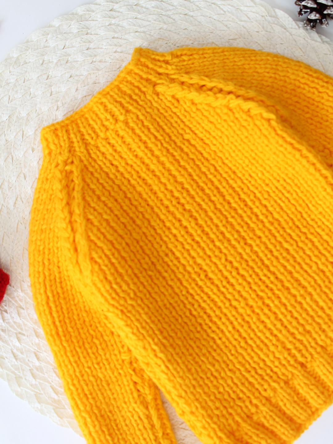 Woonie Handknitted Self Design Sweater - Yellow