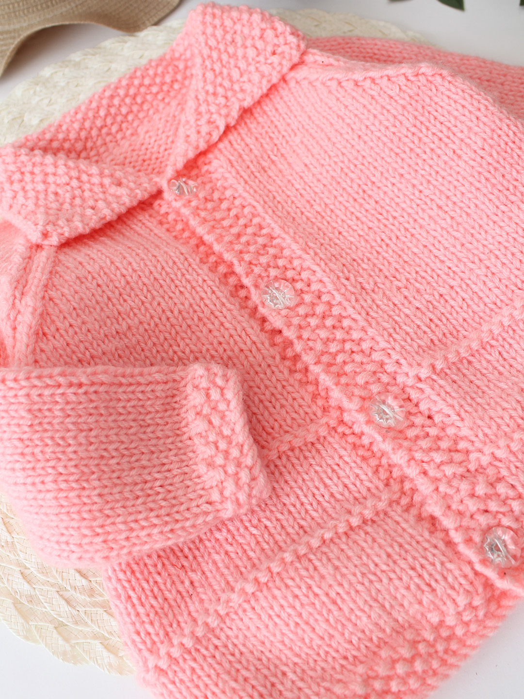 Woonie Handknitted Collar Detailed Sweater - Peach