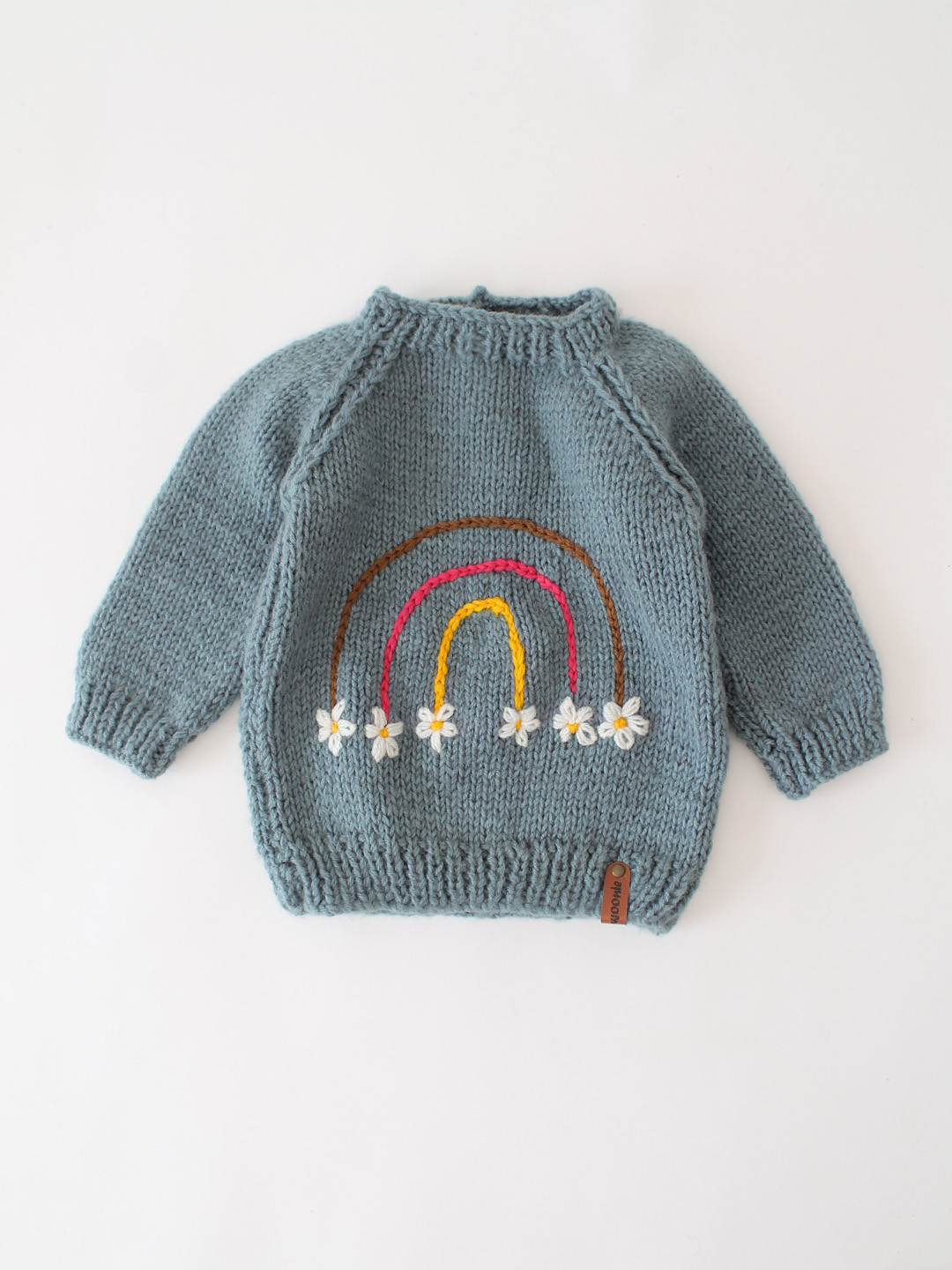 Woonie Handknitted Rainbow Detailed Sweater - Grey