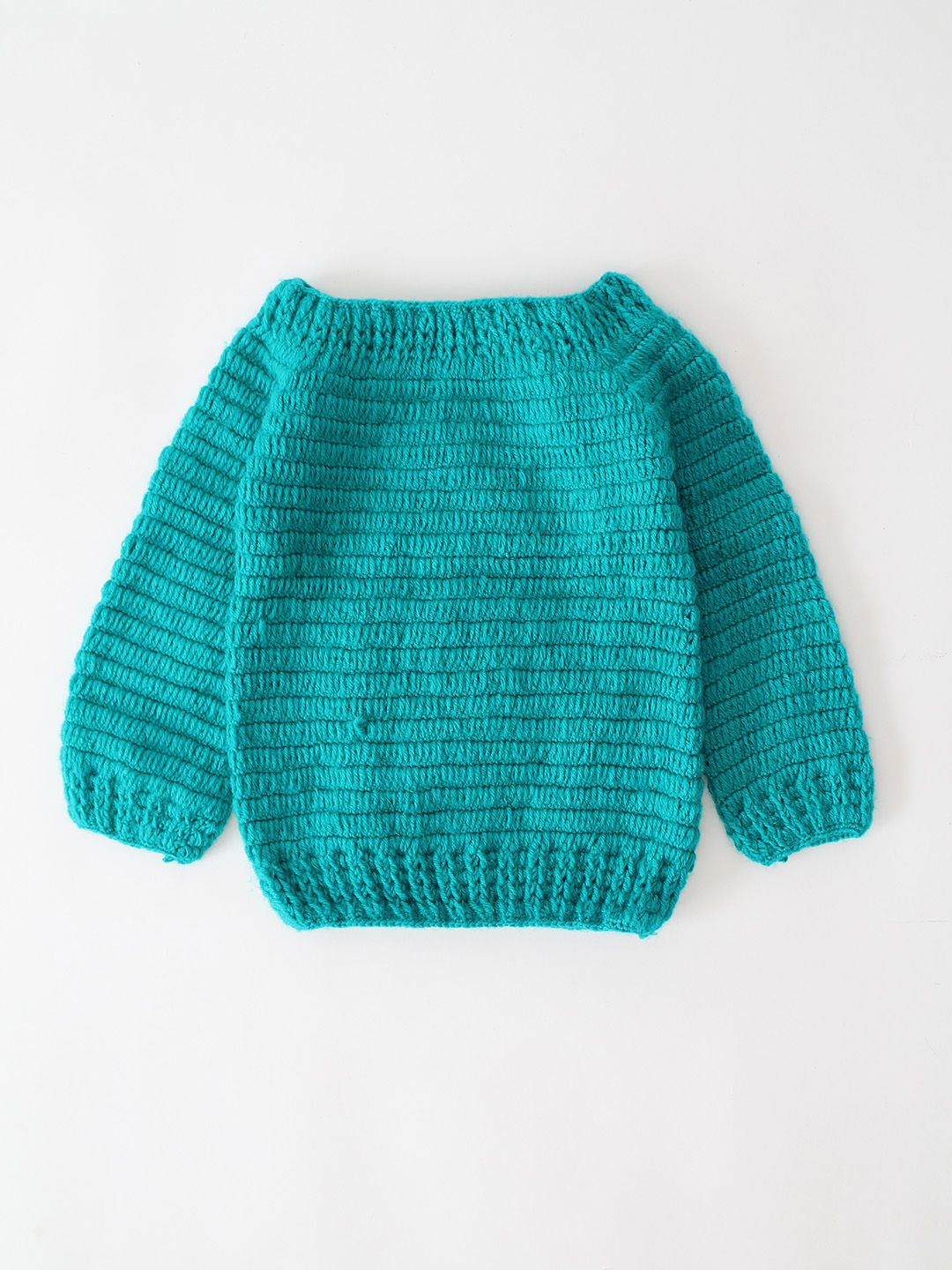 Woonie Crochet Bear Applique Sweater - Green