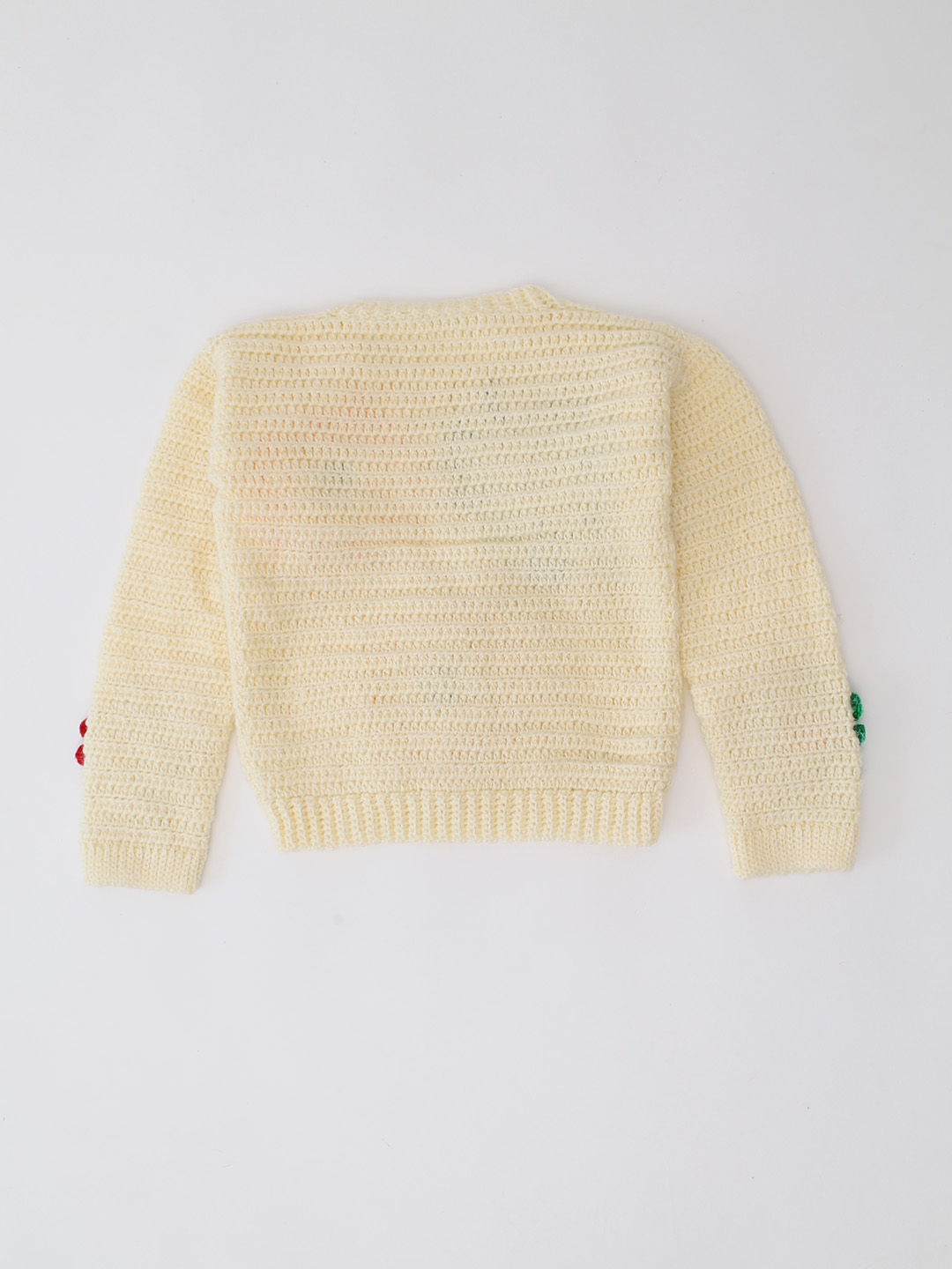 Woonie Crochet Floral Applique Pullover - Cream