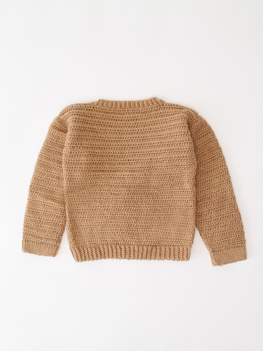 Woonie Crochet Floral Applique Pullover - Beige