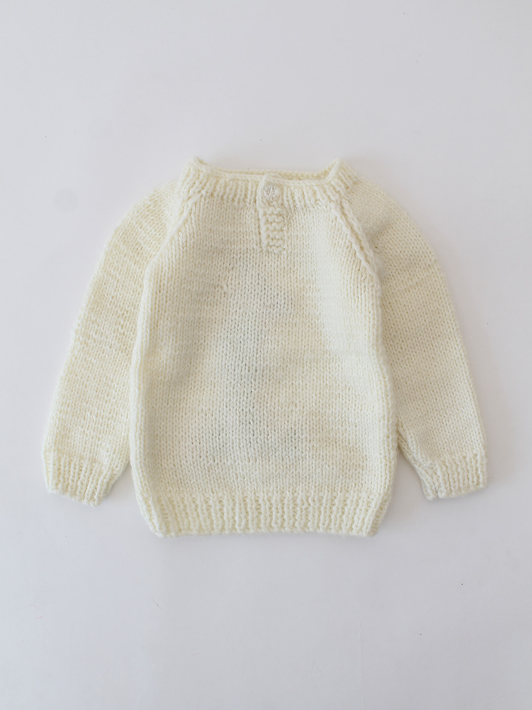 Woonie Handknitted Numeric 1 Text Embroidered Pullover - Cream