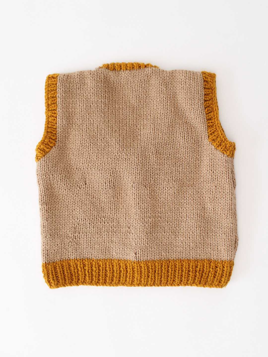 Woonie Handknitted Floral Embroidered Sweater Vest - Beige