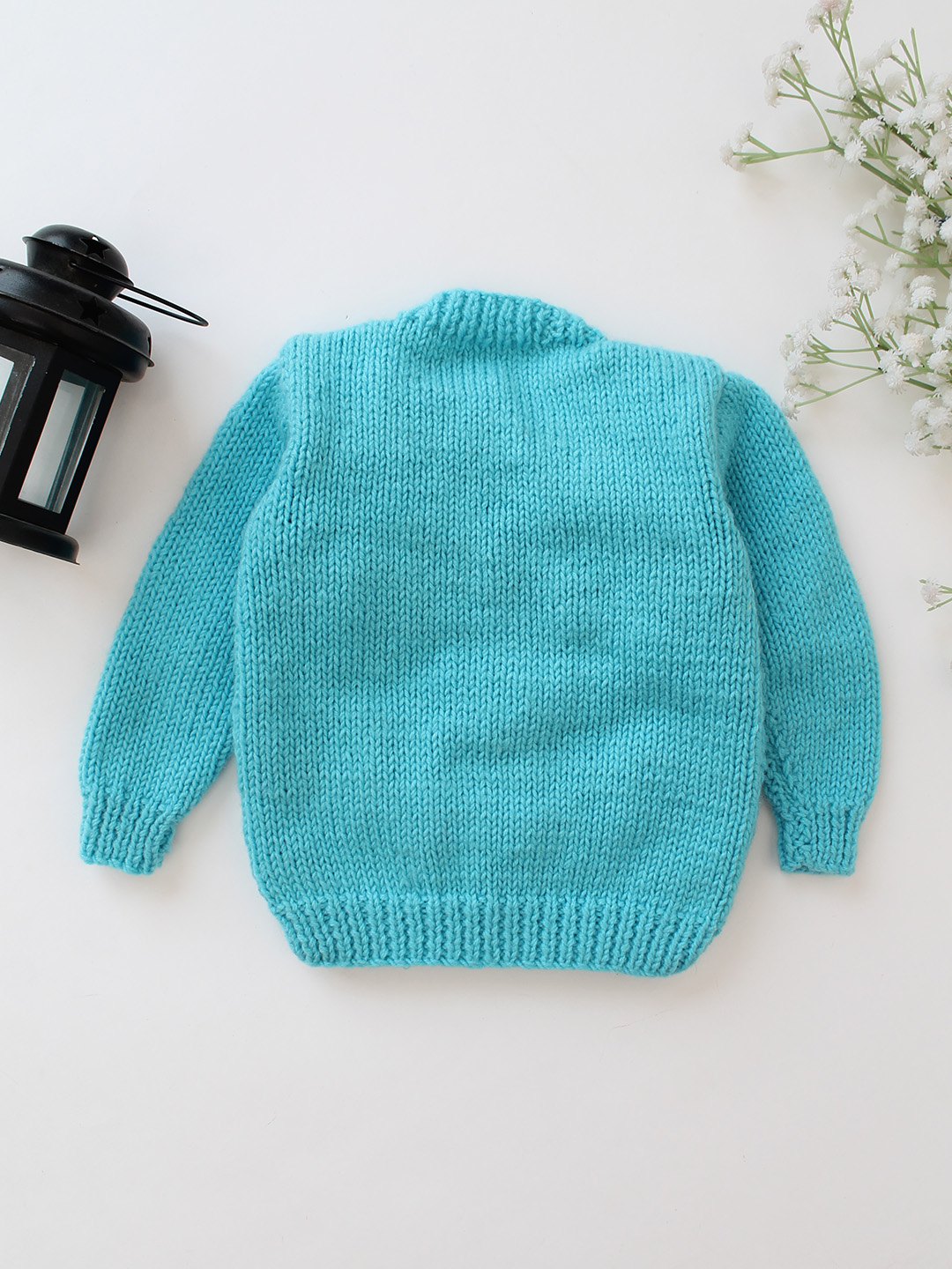 Woonie Handknitted Bow Applique Cardigan - Blue