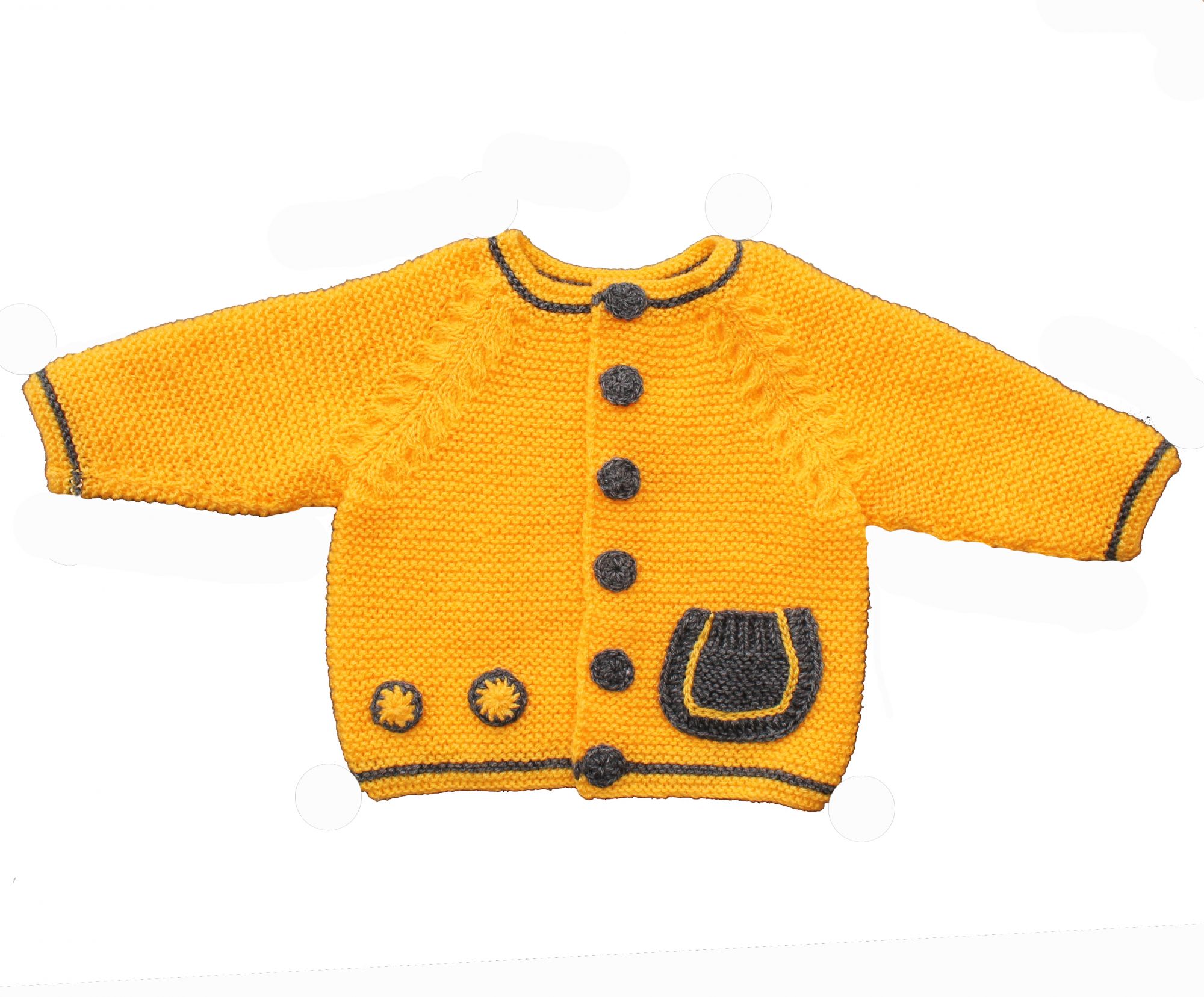 Woonie Handmade Yellow Sweater with Pocket for Kids