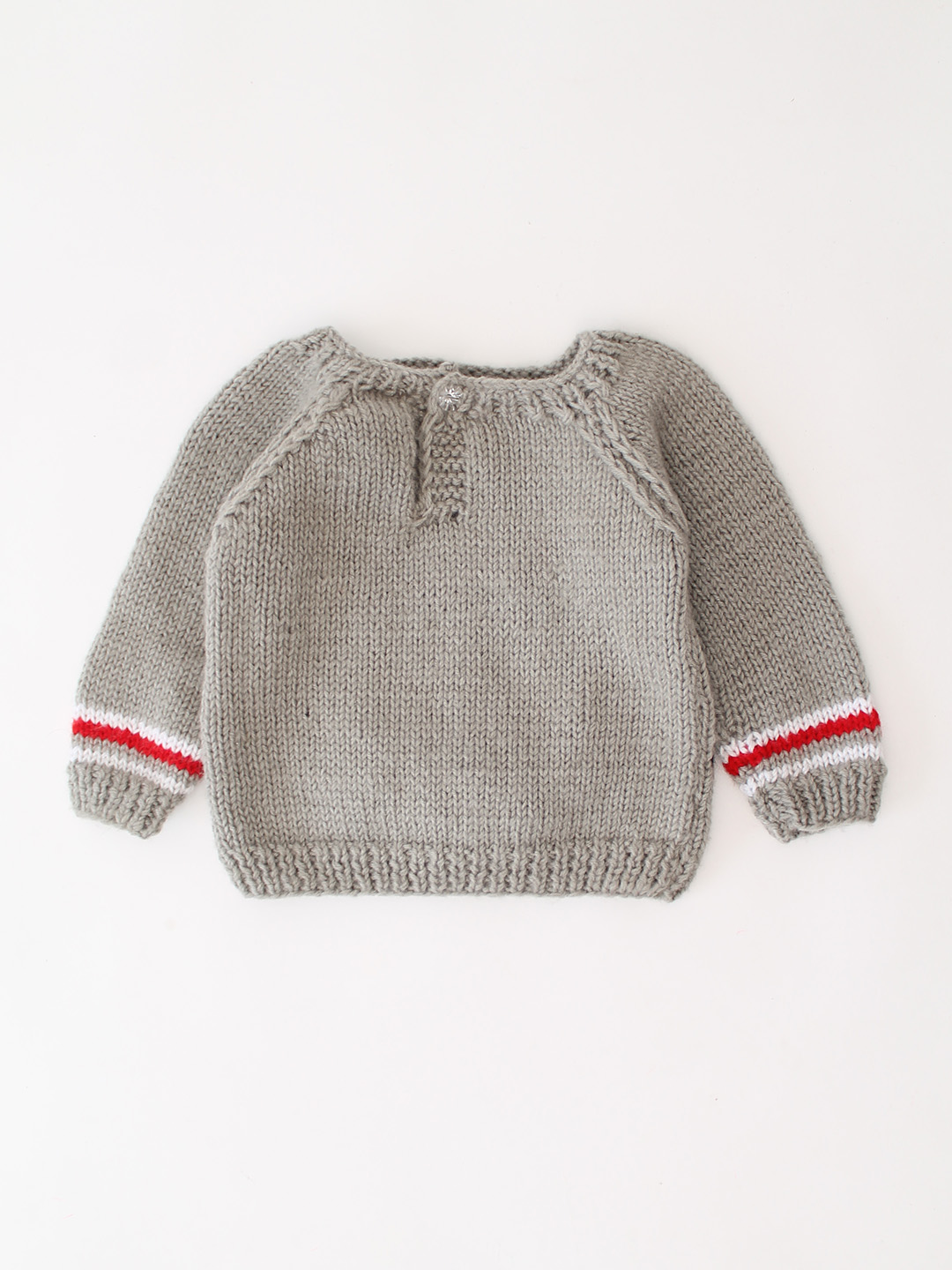 Woonie Handknitted Penguin Design Intarsia Sweater - Grey