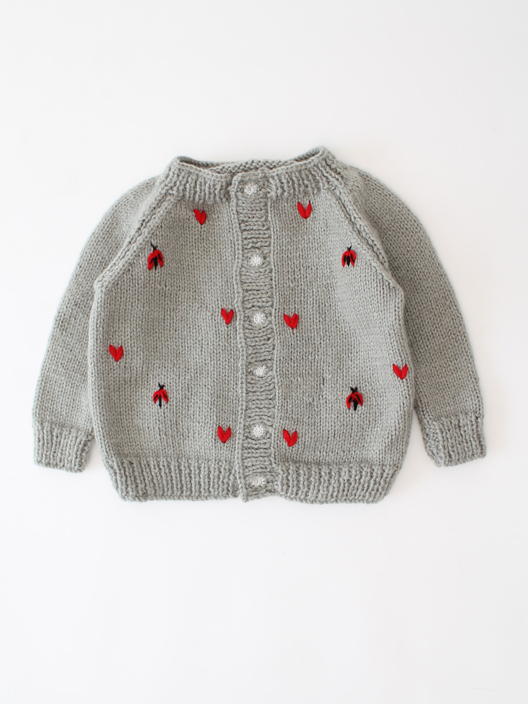 Woonie Handknitted Bee Design Sweater - Grey