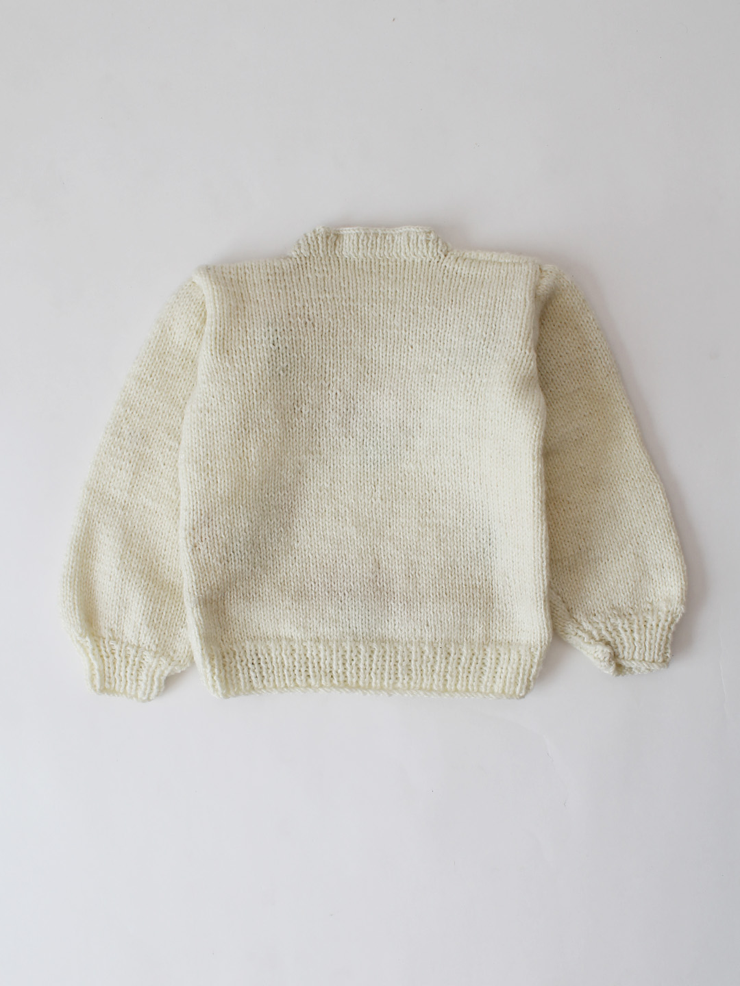 Woonie Handknitted Floral Bunches Embroidered Sweater - Cream