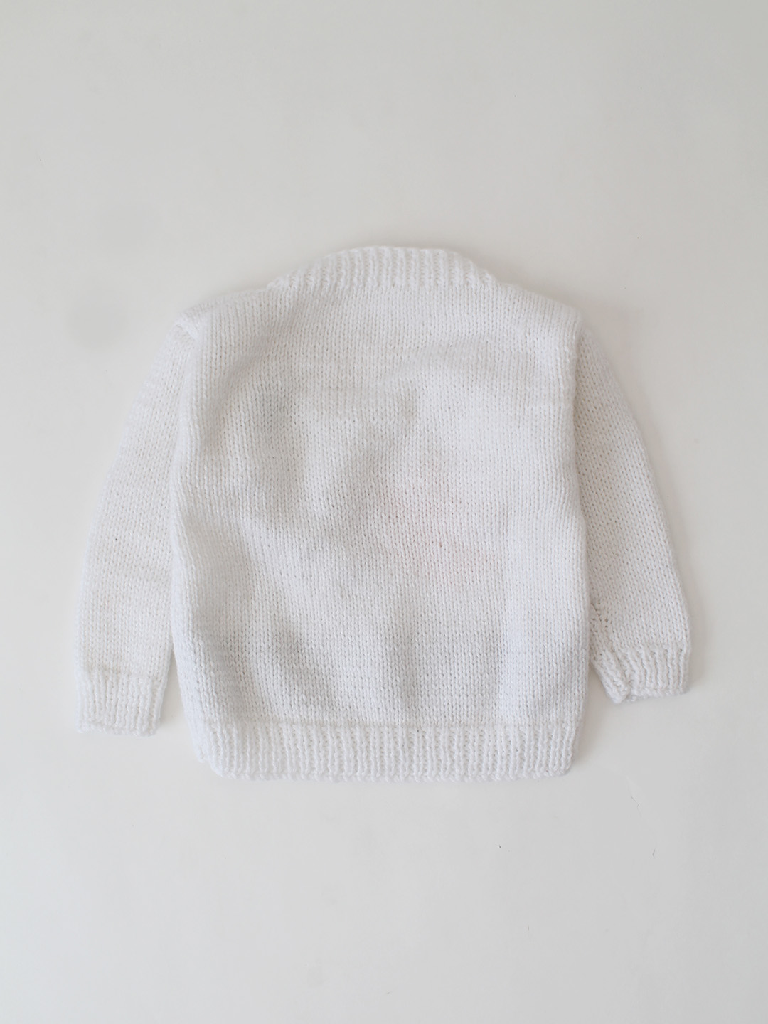 Woonie Handknitted One text Embroidered Sweater - Cream