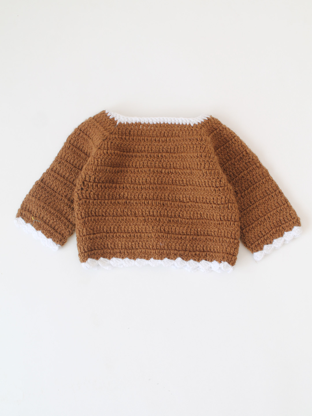 Woonie Crochet Floral Applique Cardigan - Brown