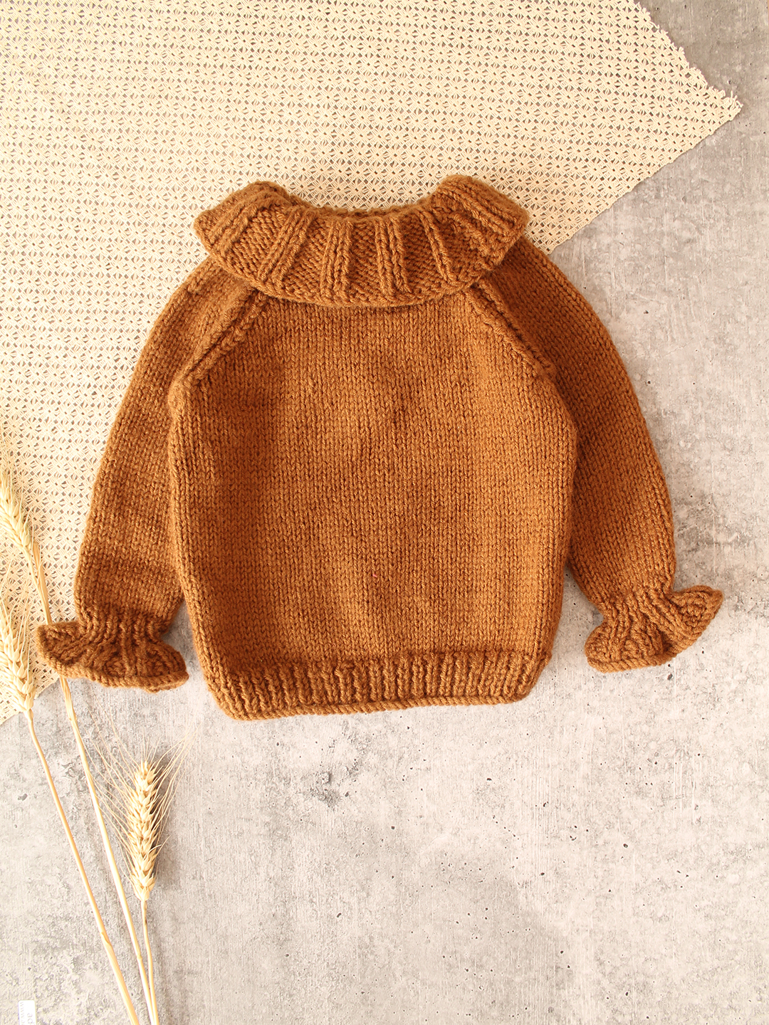 Woonie Handknitted Pumpkin Embroidered Sweater - Brown