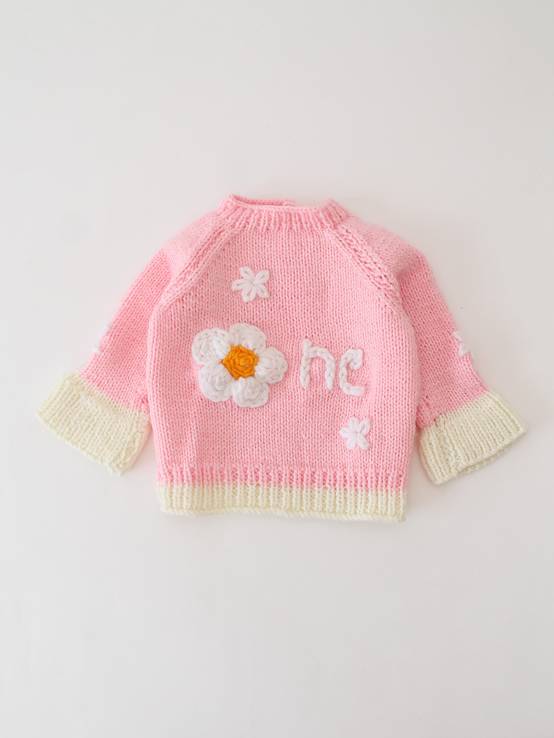 Woonie Handknitted One Text Embroidered Pullover - Pink