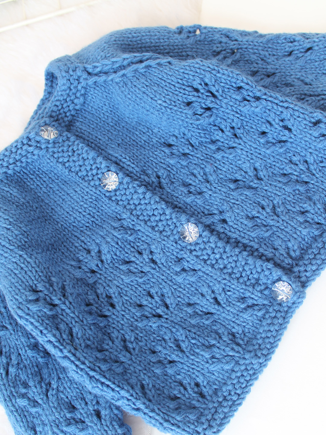 Woonie Handknitted Self Design Cardigan - Blue