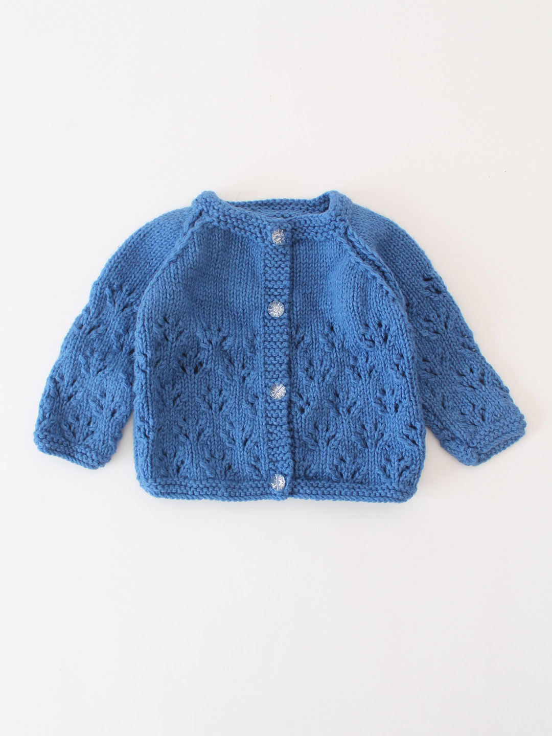 Woonie Handknitted Self Design Cardigan - Blue