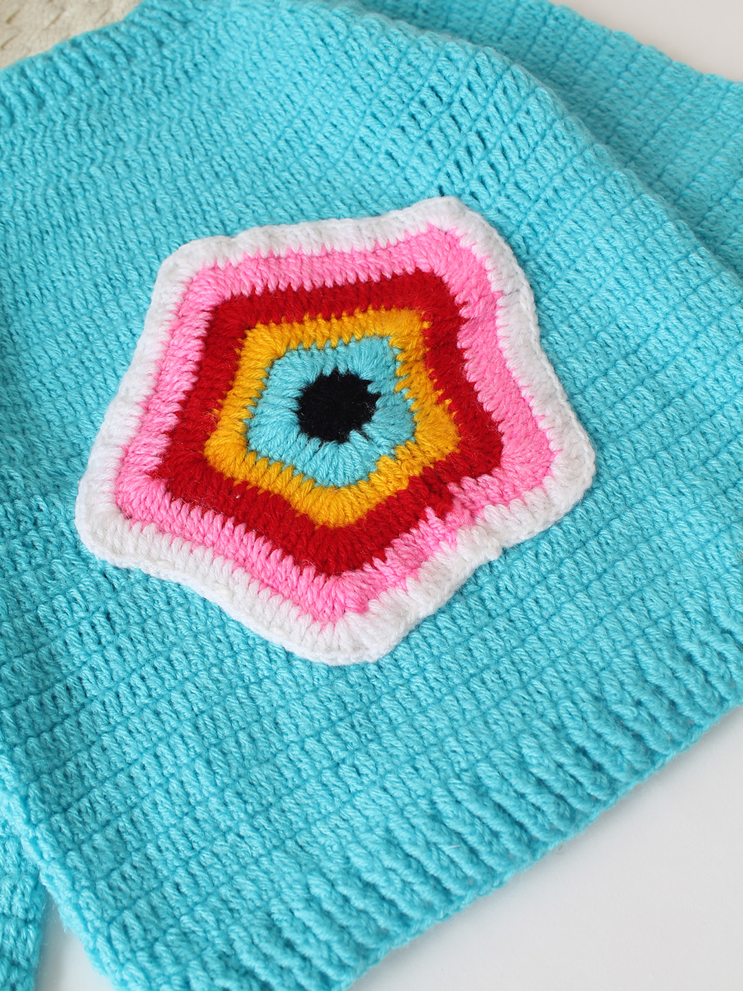 Woonie Handknitted Star Applique Sweater - Blue