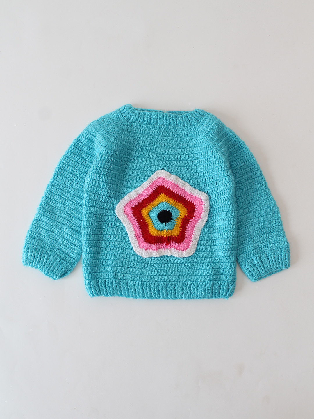 Woonie Handknitted Star Applique Sweater - Blue