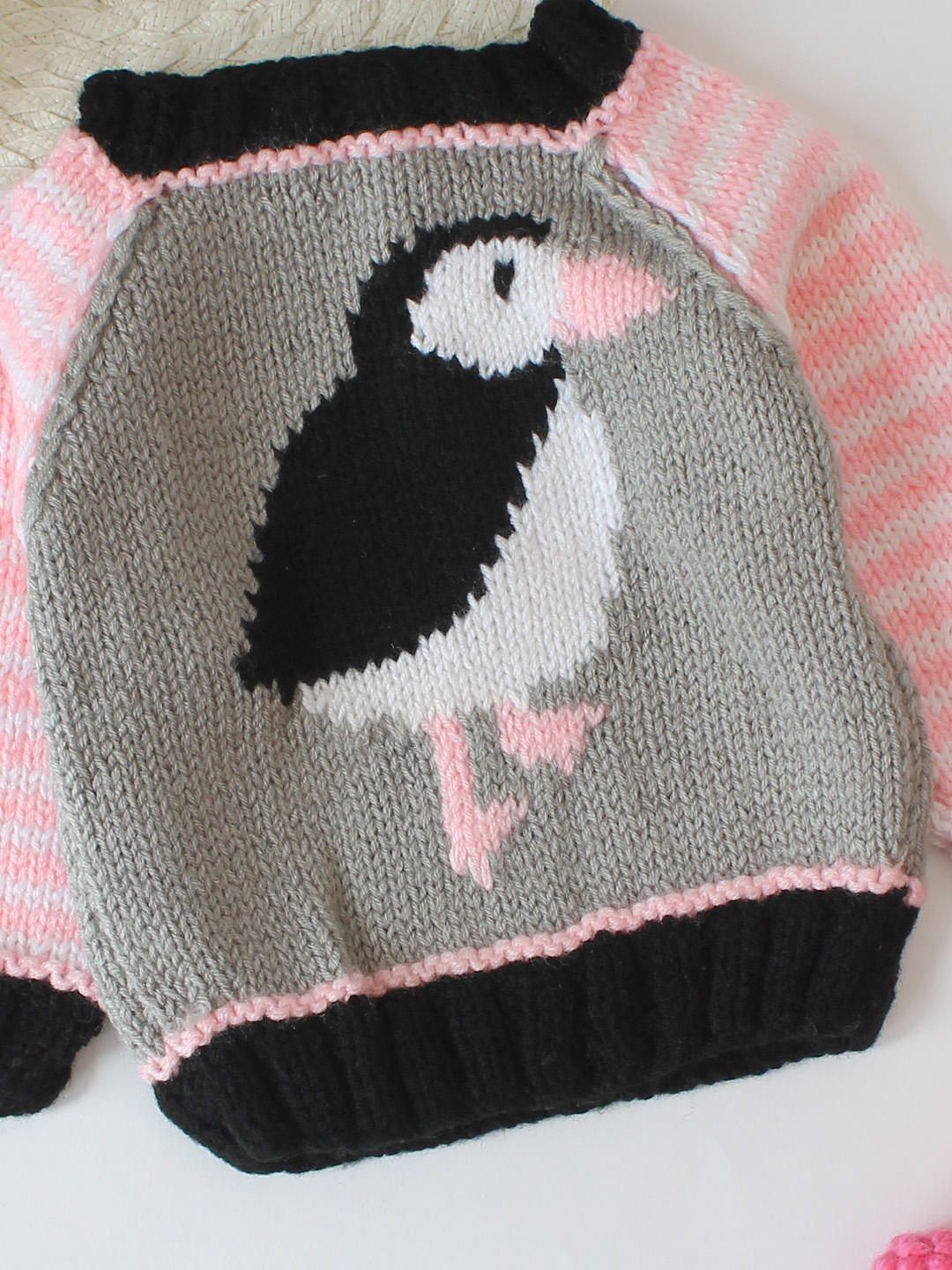 Woonie Handknitted Bird Designs Sweater - Grey