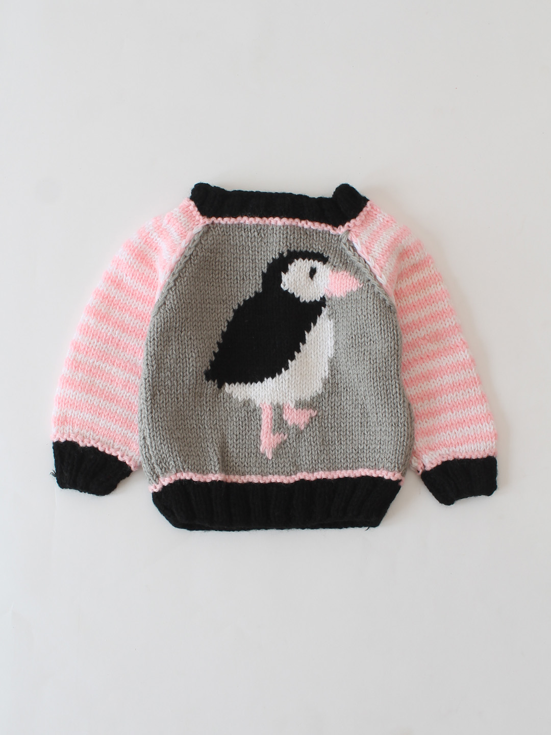 Woonie Handknitted Bird Designs Sweater - Grey