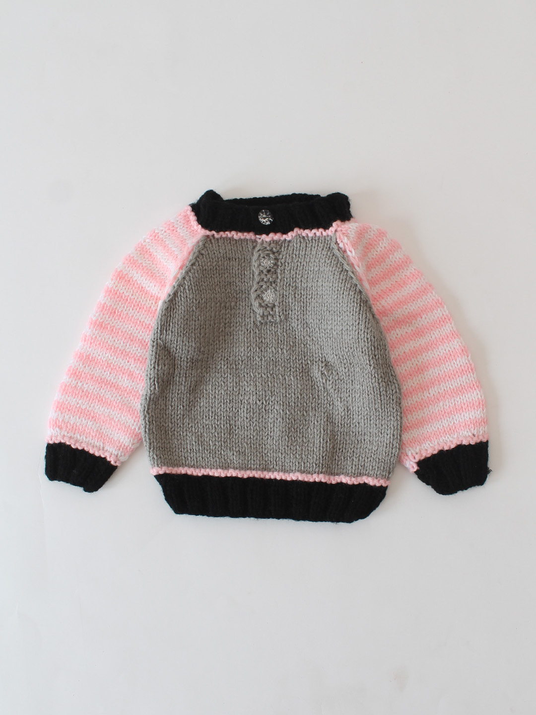 Woonie Handknitted Bird Designs Sweater - Grey
