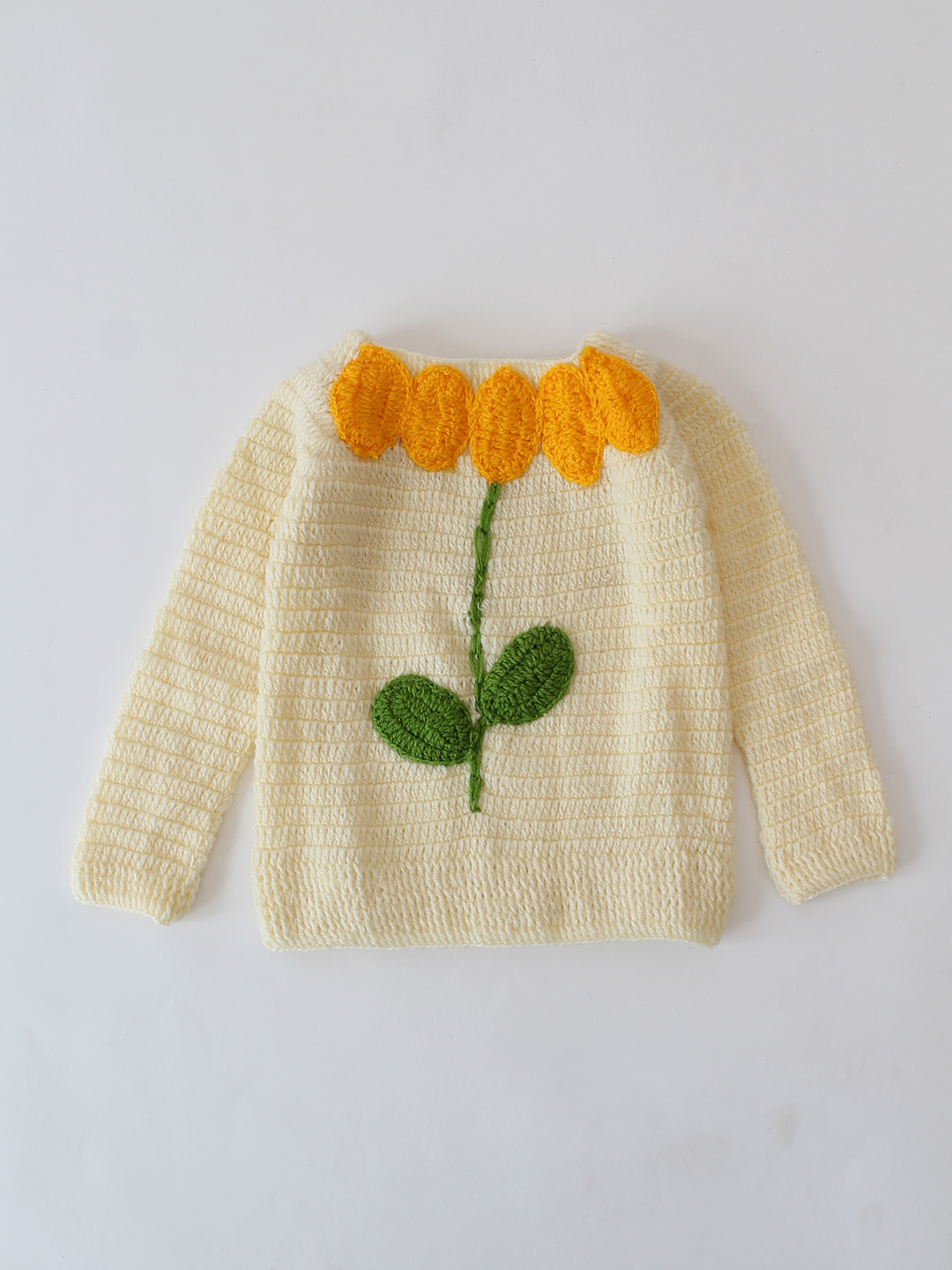 Woonie Crochet Flower Designed Sweater - Cream